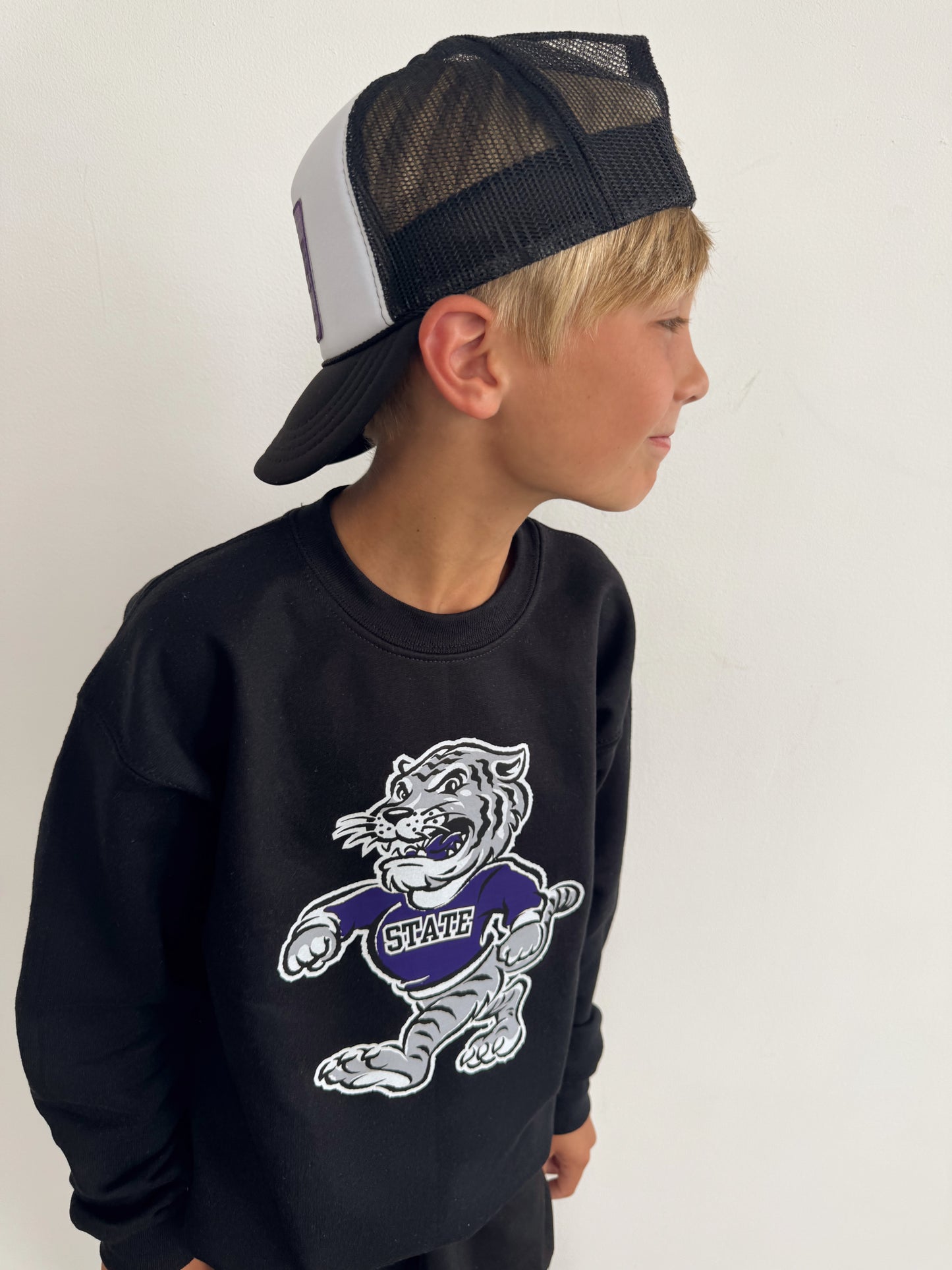 WILDCAT (BLACK)— TODDLER + YOUTH CREWNECK