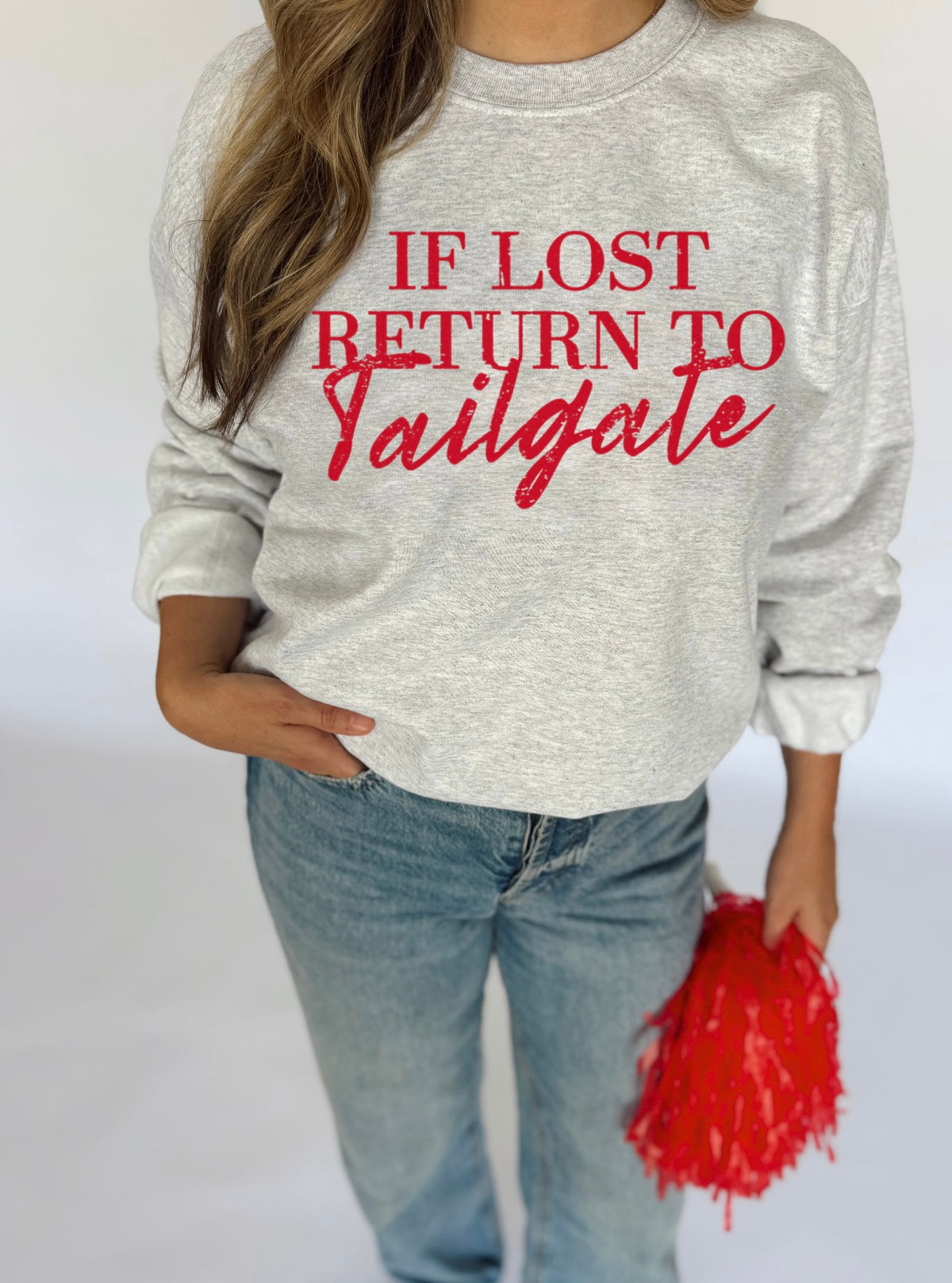IF LOST RETURN TO TAILGATE- ADULT CREWNECK