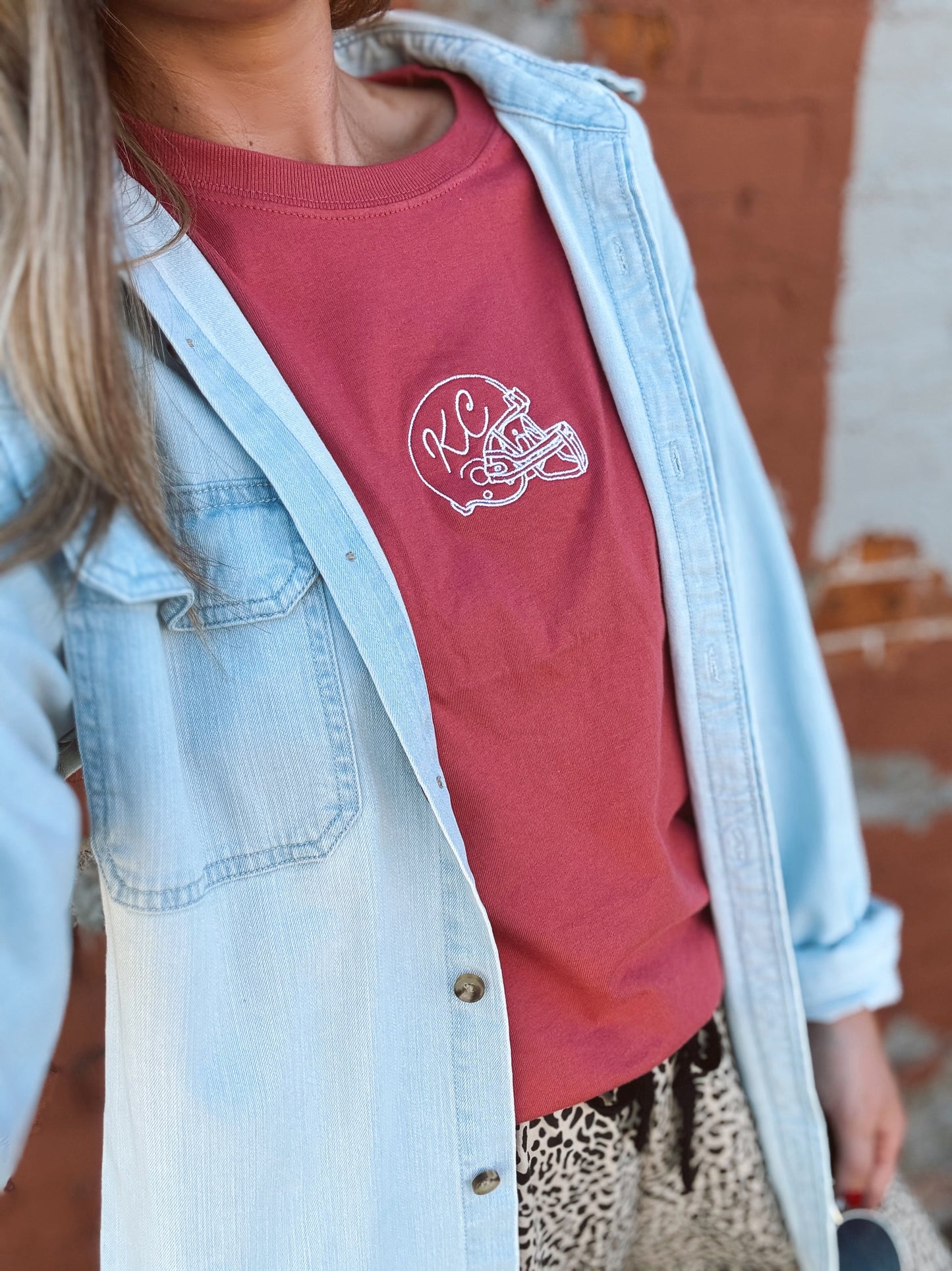 (PREORDER) KC HELMET EMBROIDERED—ADULT TEE