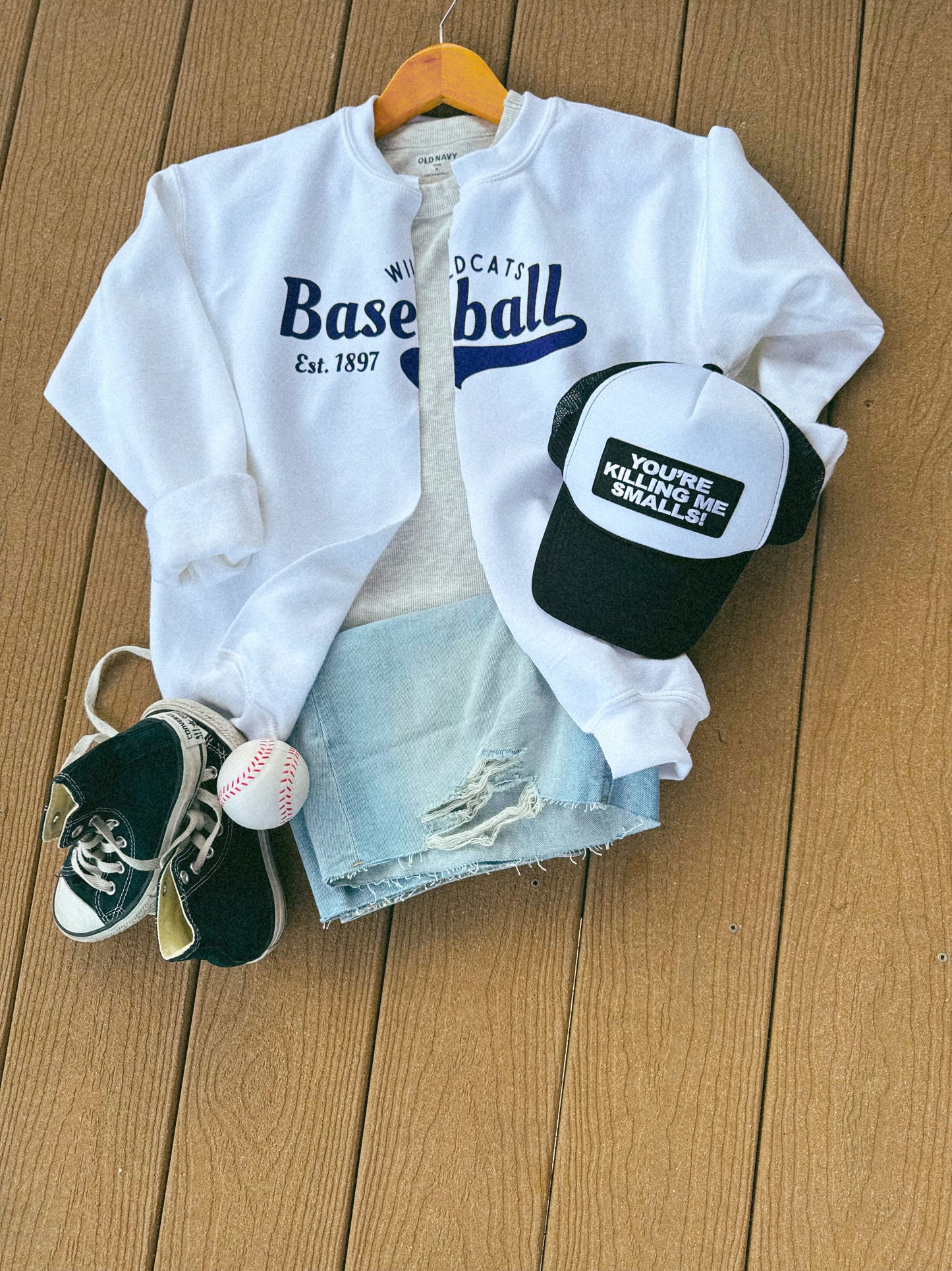 WILDCATS BASEBALL JERSEY CREWNECK—ADULT