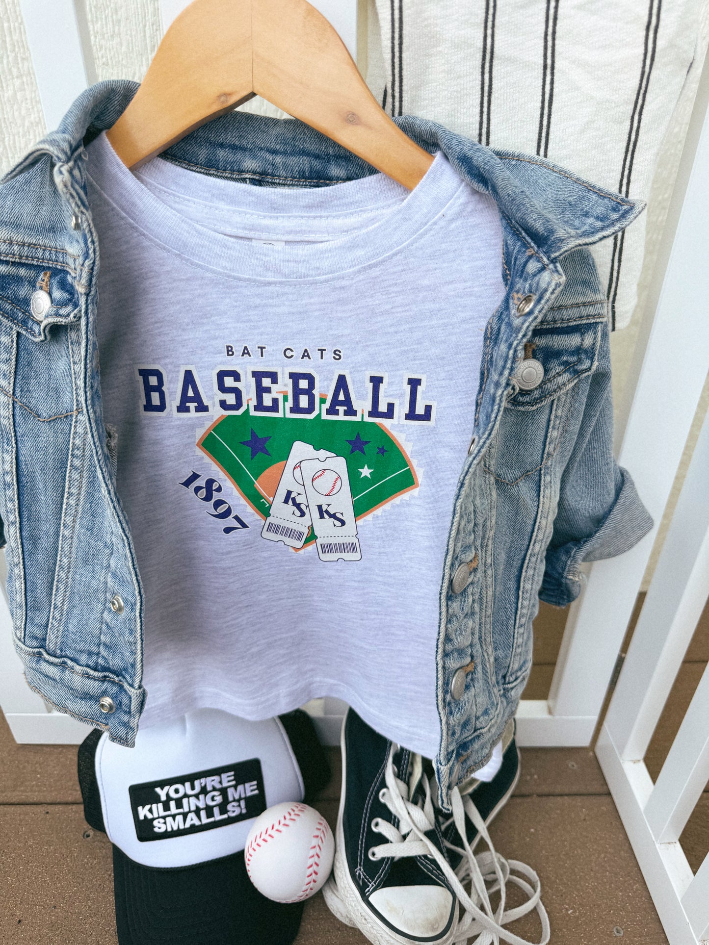 BAT CATS FIELD OF DREAMS ONESIE/TEE