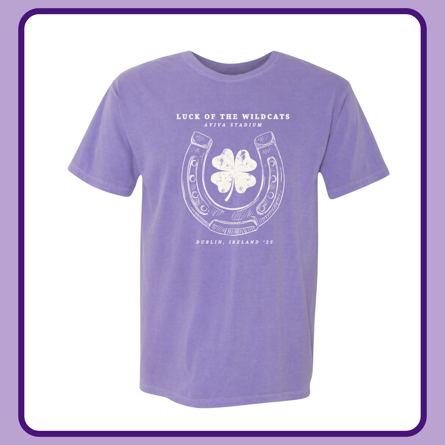 LUCK OF THE WILDCATS LAVENDER— ADULT TEE