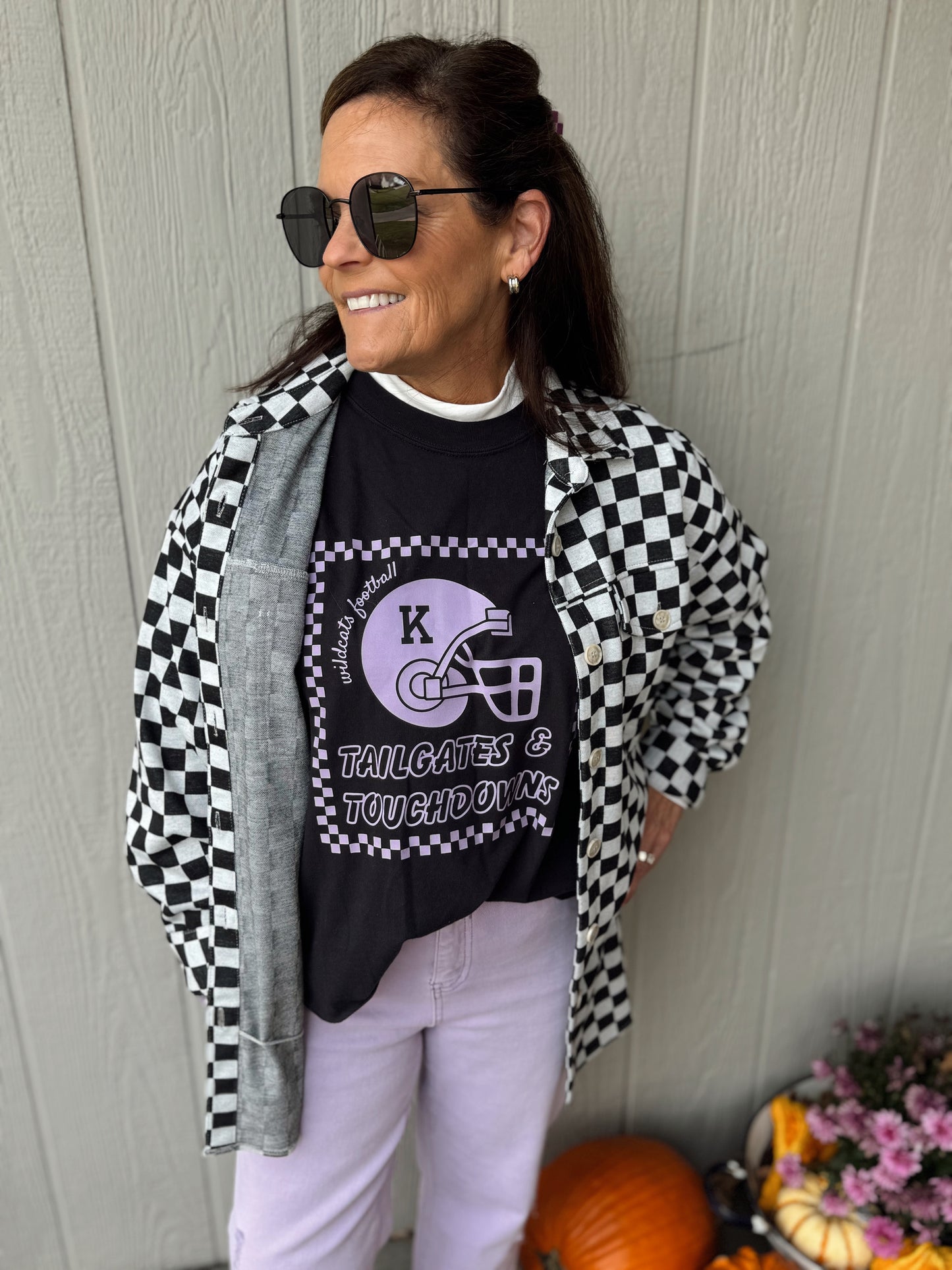 TAILGATES & TOUCHDOWNS BLACK— ADULT TEE