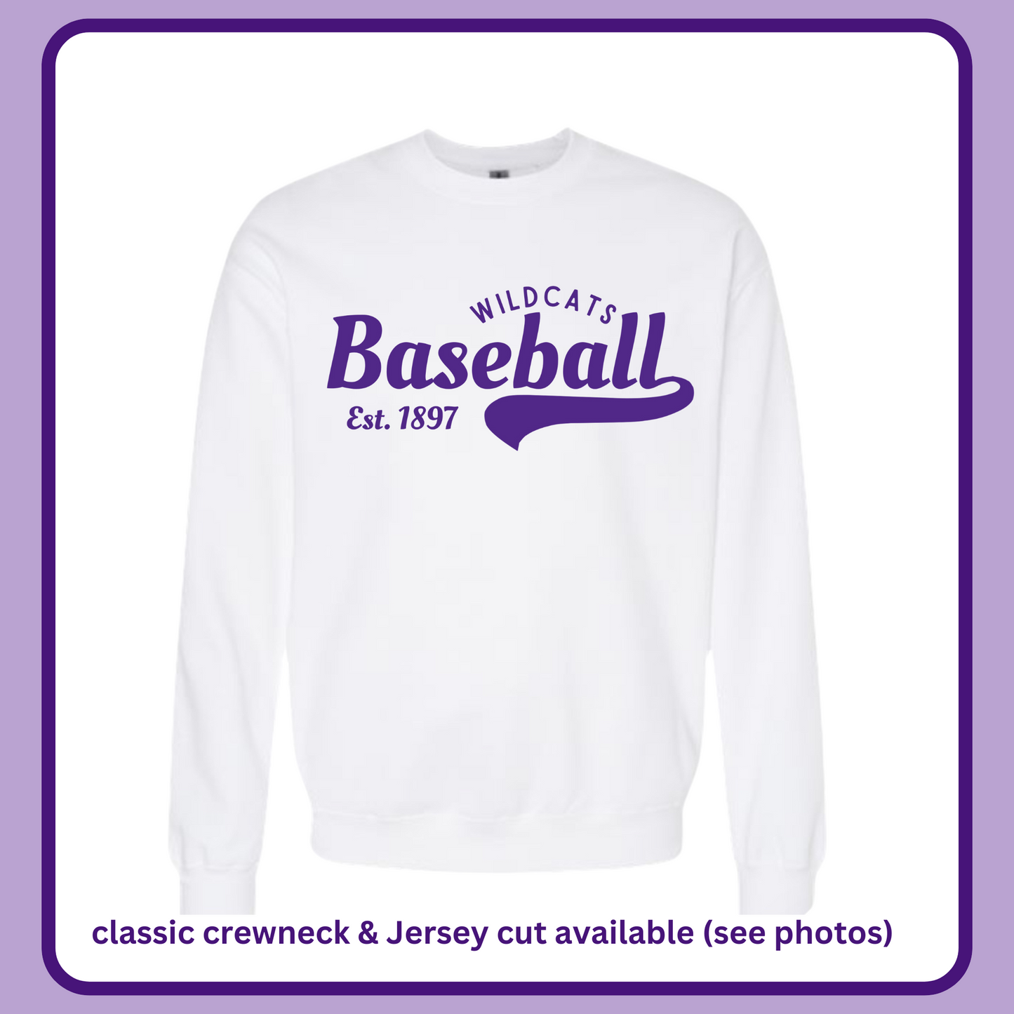 WILDCATS BASEBALL JERSEY CREWNECK—ADULT