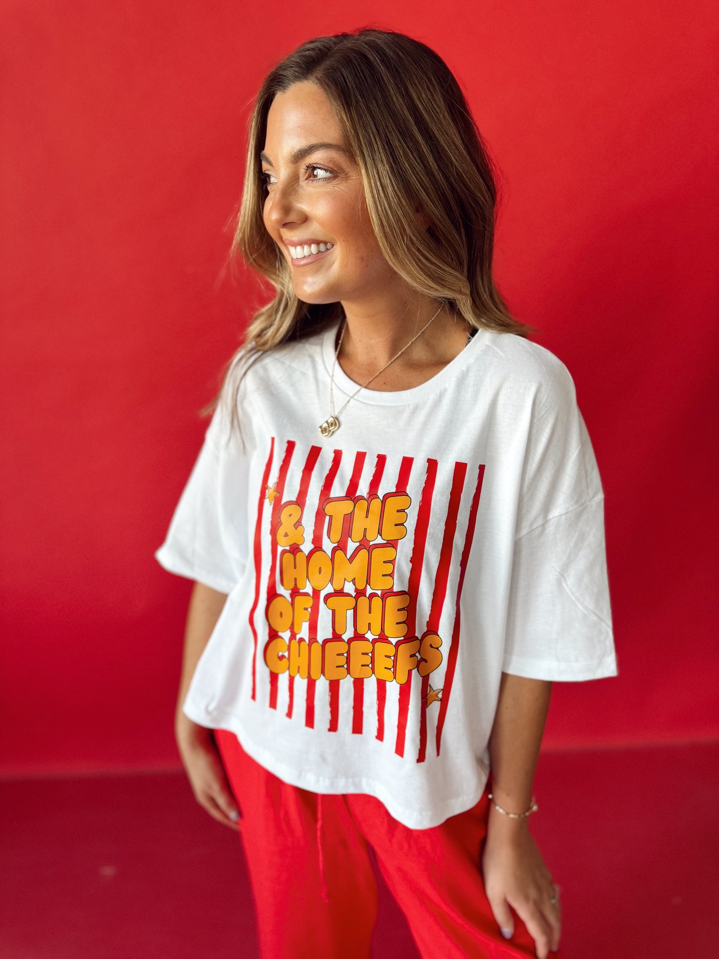 & THE HOME OF THE CHIEEEFS— ADULT CROP TEE