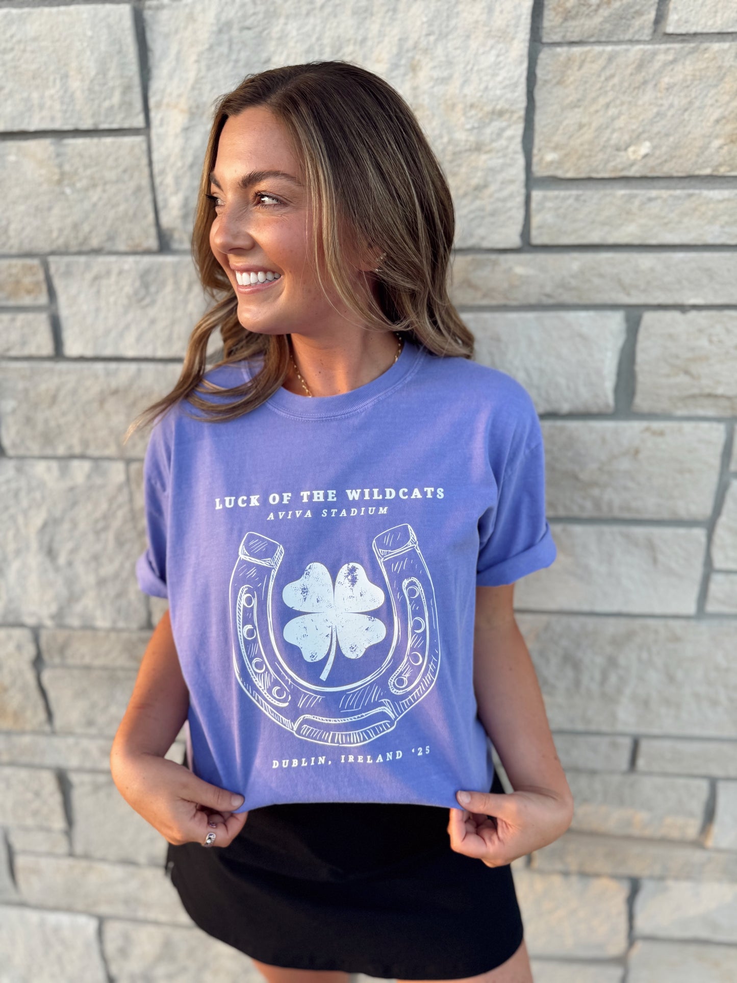 LUCK OF THE WILDCATS LAVENDER— ADULT TEE