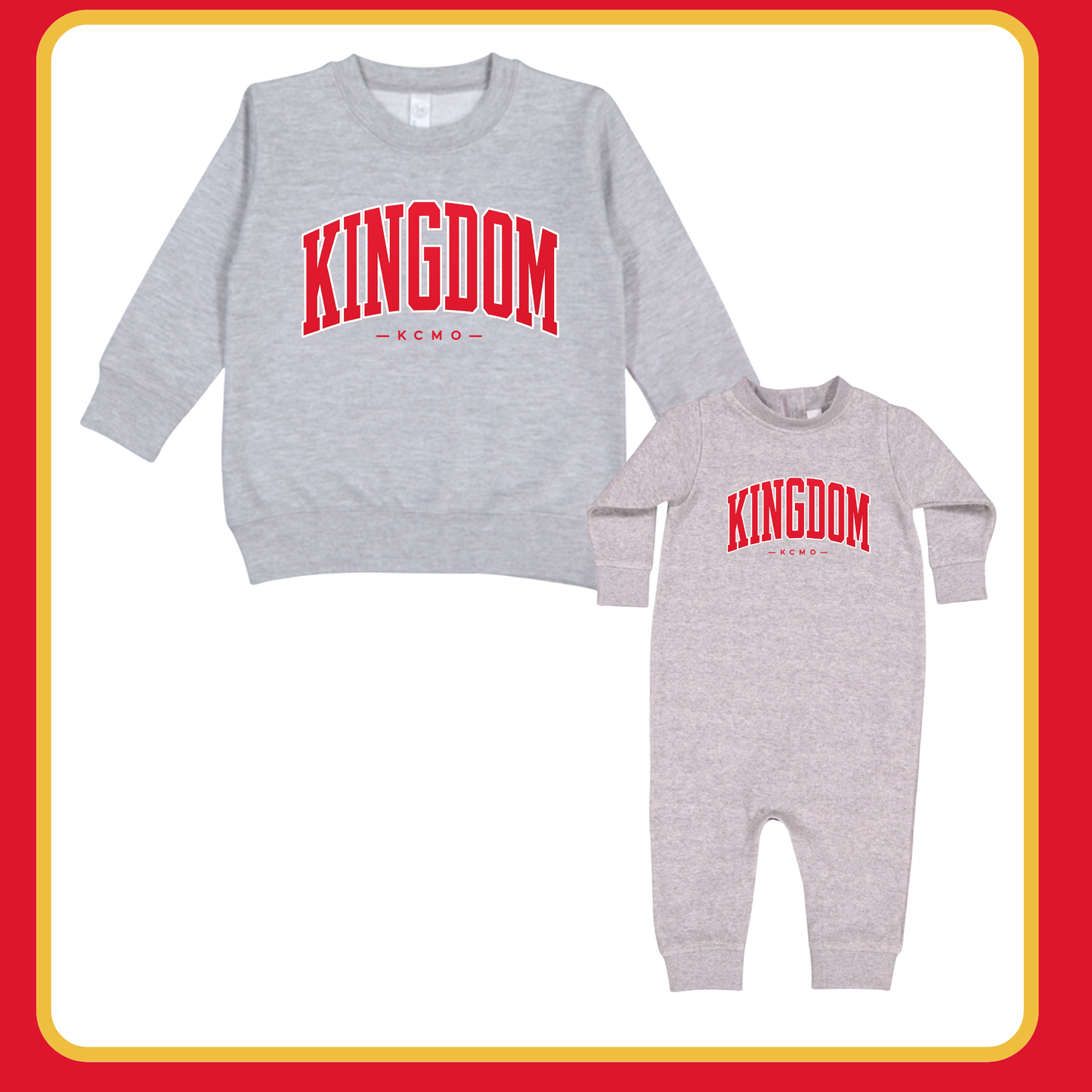 KINGDOM x KCMO— INFANT JUMPSUIT + TODDLER/YOUTH CREWNECK