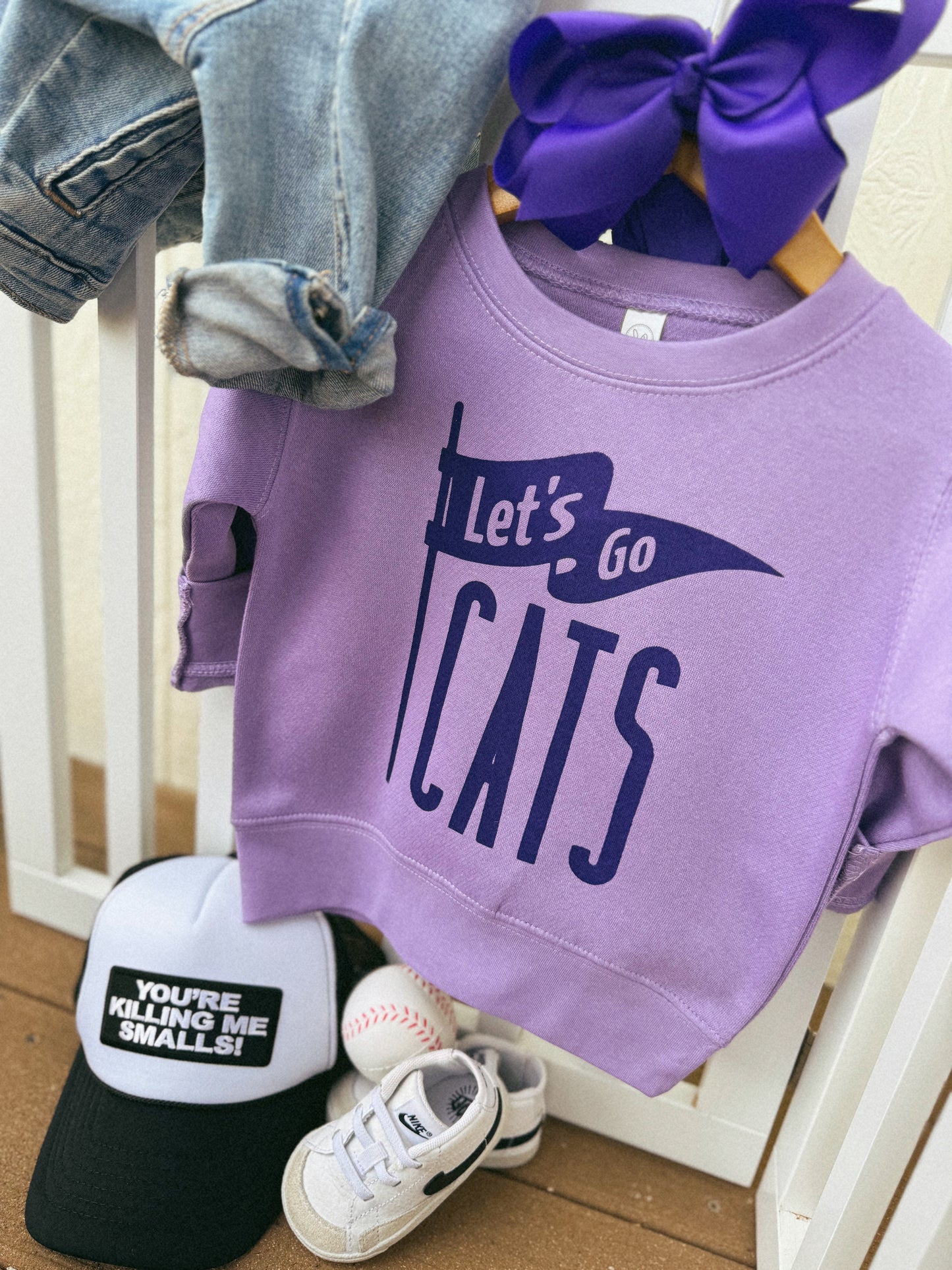 LET’S GO CATS LAVENDER CREWNECK