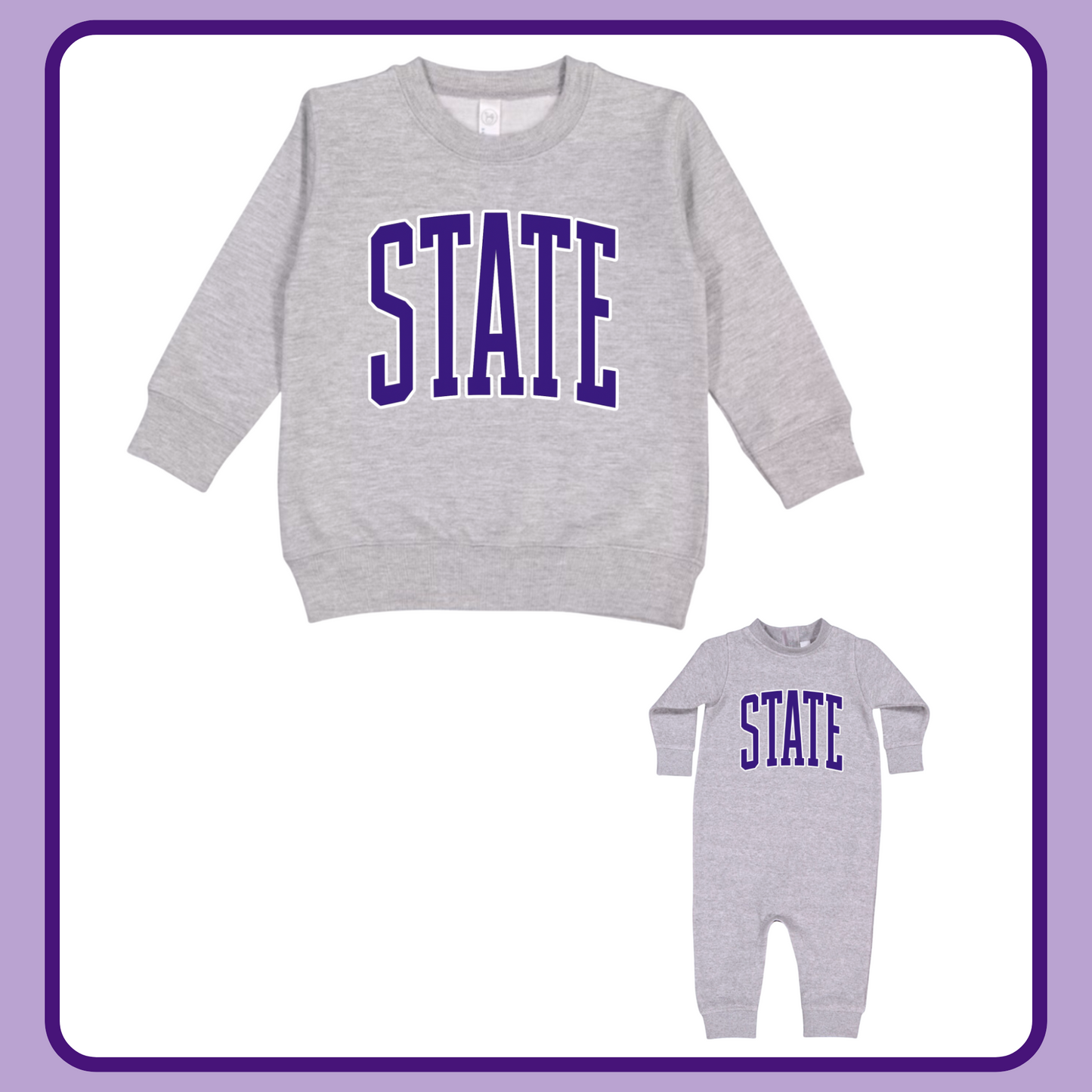 STATE— INFANT FLEECE JUMPSUIT + TODDLER/YOUTH CREWNECK