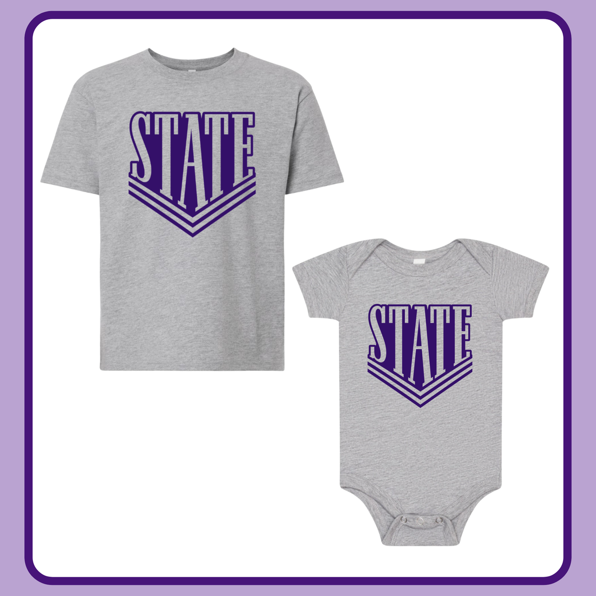 GRAY VARSITY STATE- INFANT ONESIE + TODDLER/YOUTH TEE