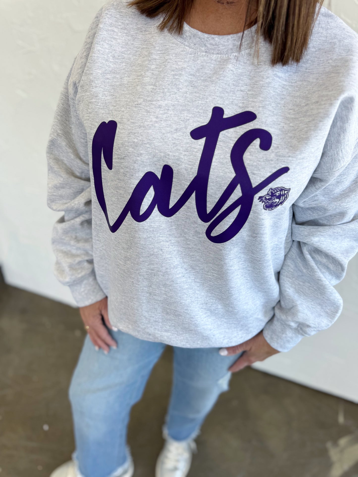 ASH CURSIVE CATS- ADULT CREWNECK