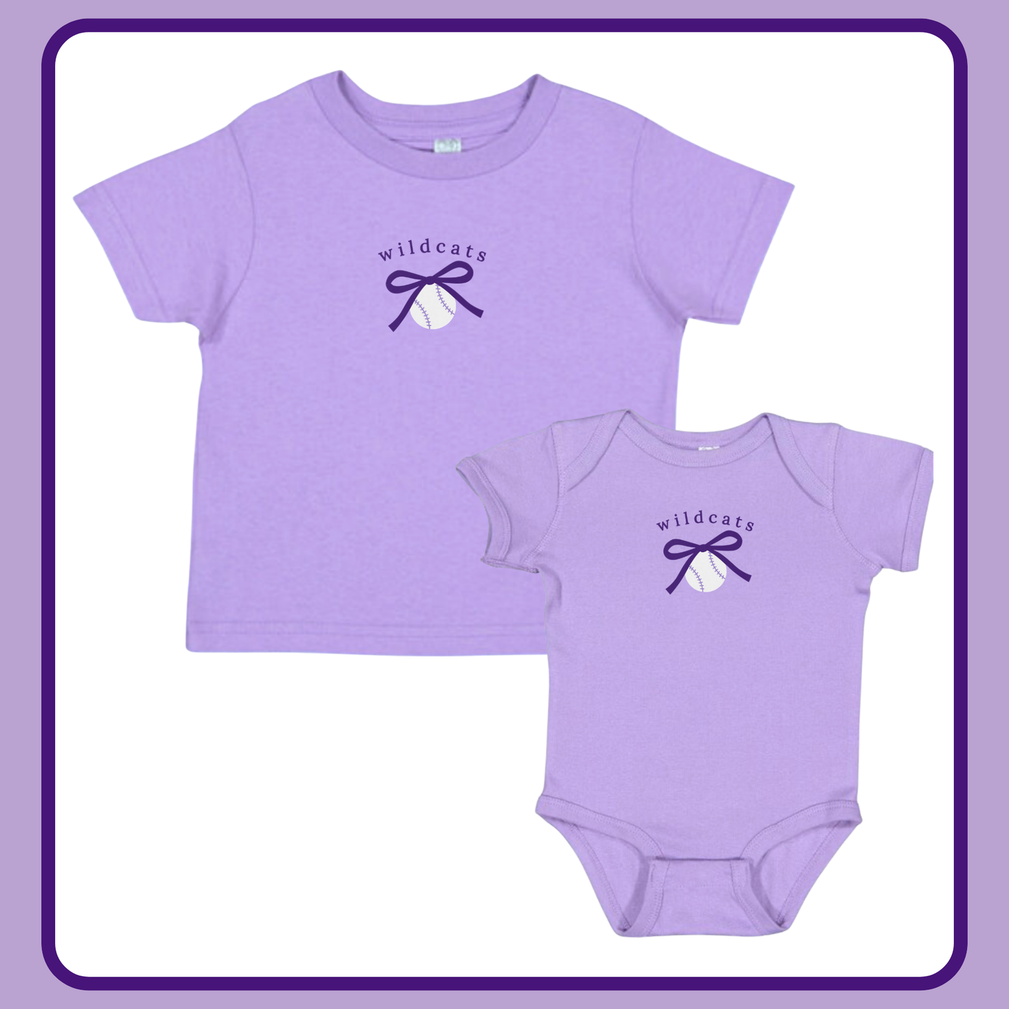 WILDCATS BASEBALL BOW- INFANT ONESIE + TODDLER/YOUTH TEE