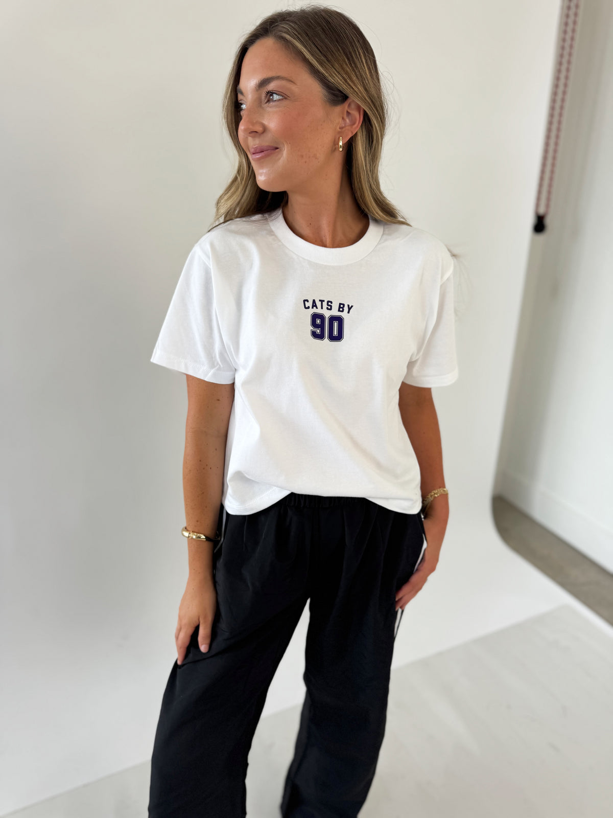 CATS BY 90 WHITE STAPLE- ADULT UNISEX + BOXY CROP TEE