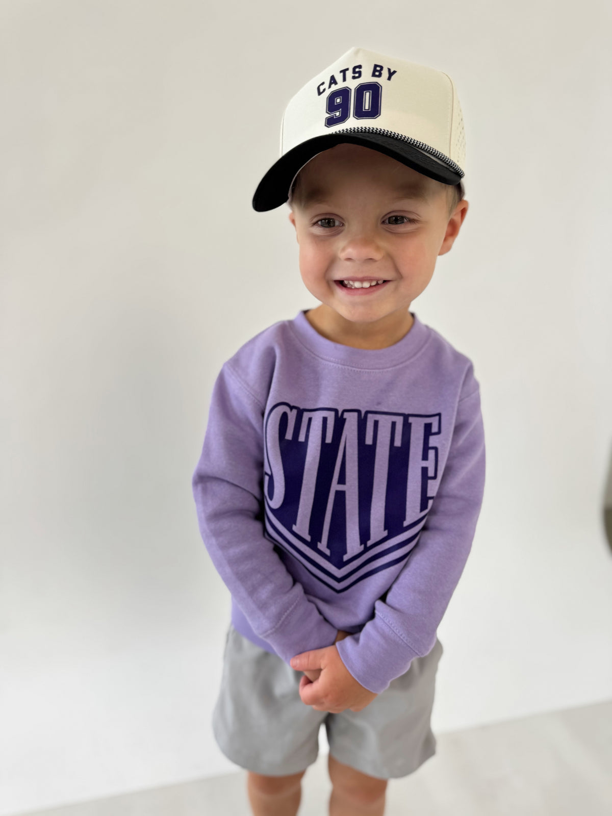 LAVENDER VARSITY STATE- INFANT FLEECE ONESIE + TODDLER/YOUTH CREWNECK
