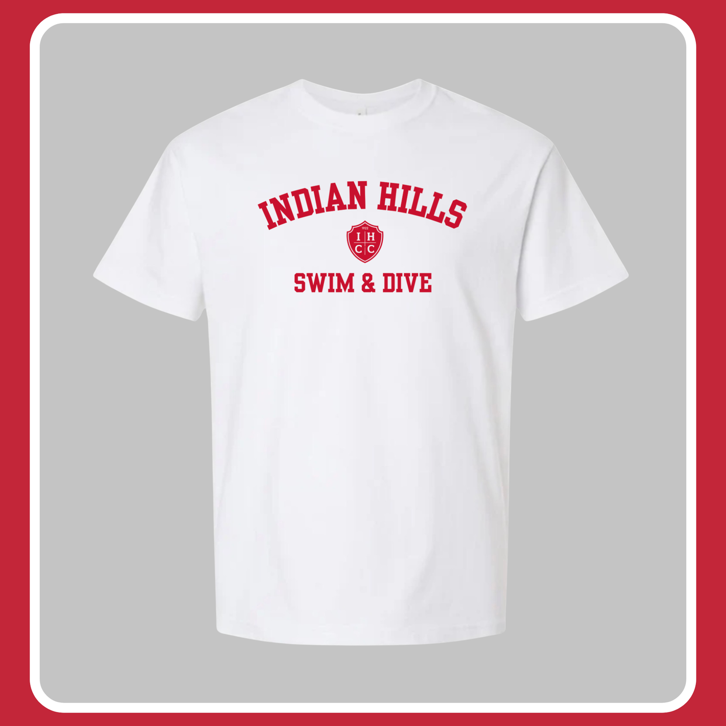 WHITE INDIAN HILLS SWIM & DIVE CLASSIC ARCH TEE - YOUTH + ADULT