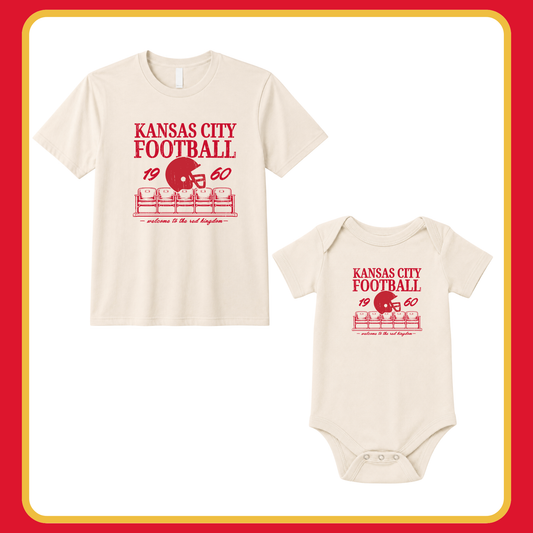 KC FOOTBALL- INFANT ONESIE + TODDLER/YOUTH TEE