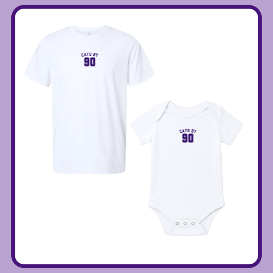 CATS BY 90 WHITE STAPLE- INFANT ONESIE + TODDLER/YOUTH TEE