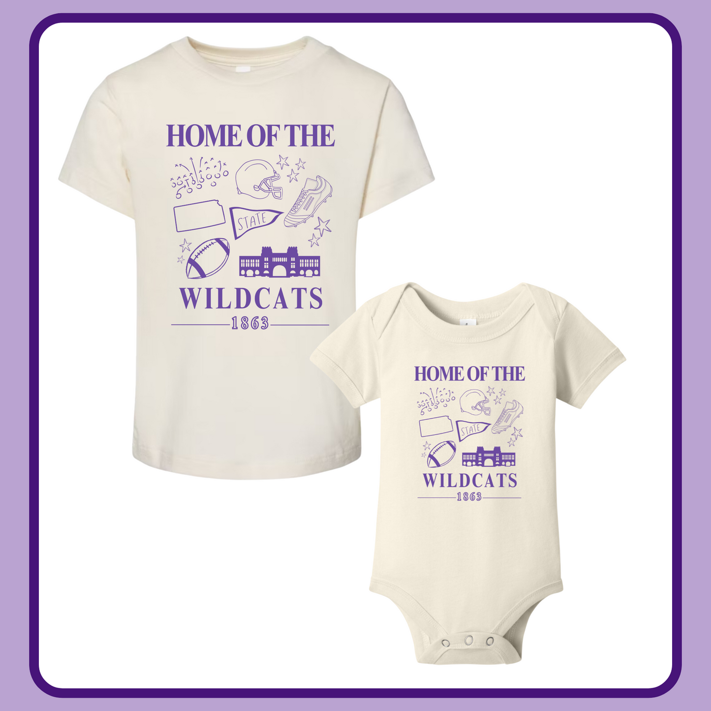 IVORY HOME OF THE WILDCATS—INFANT ONESIE + TODDLER/YOUTH TEE