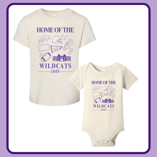 IVORY HOME OF THE WILDCATS—INFANT ONESIE + TODDLER/YOUTH TEE
