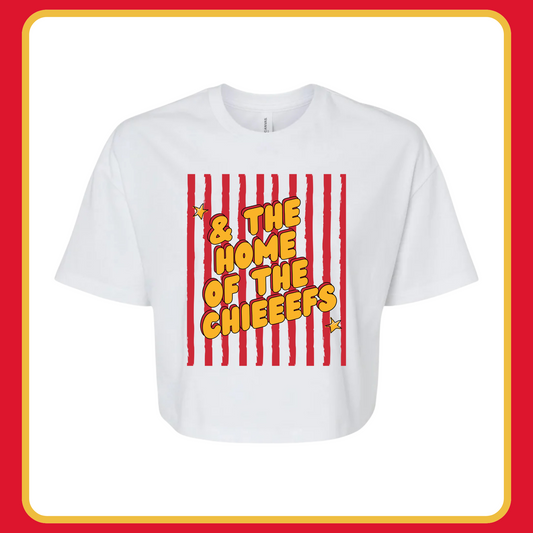 & THE HOME OF THE CHIEEEFS— ADULT CROP TEE