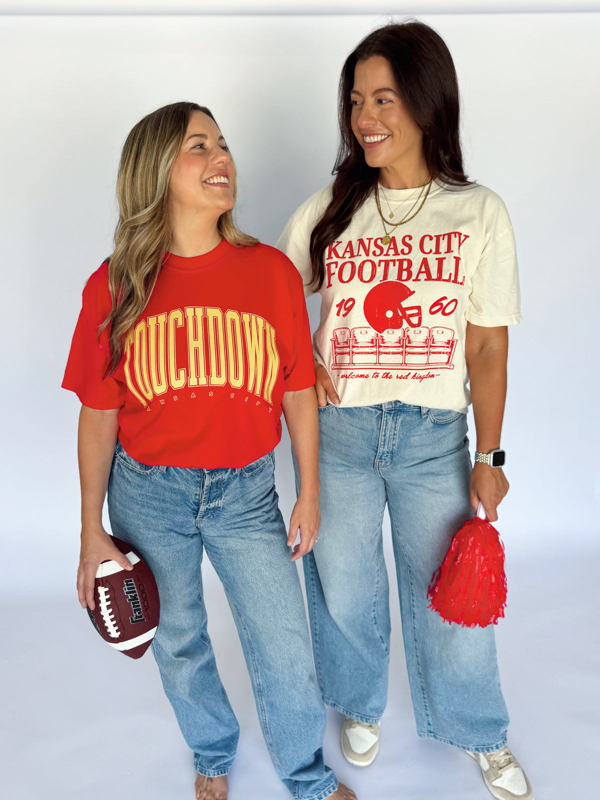 RED OVERSIZED TOUCHDOWN KC- ADULT TEE