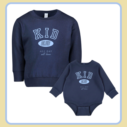 KID CLUB - INFANT FLEECE ONESIE + TODDLER/YOUTH CREWNECK