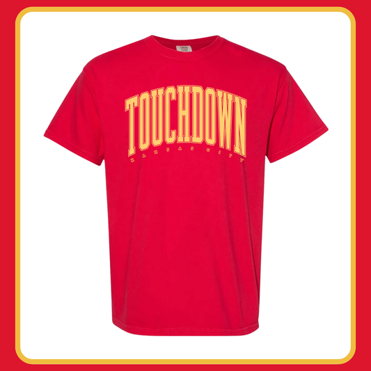 RED OVERSIZED TOUCHDOWN KC- ADULT TEE