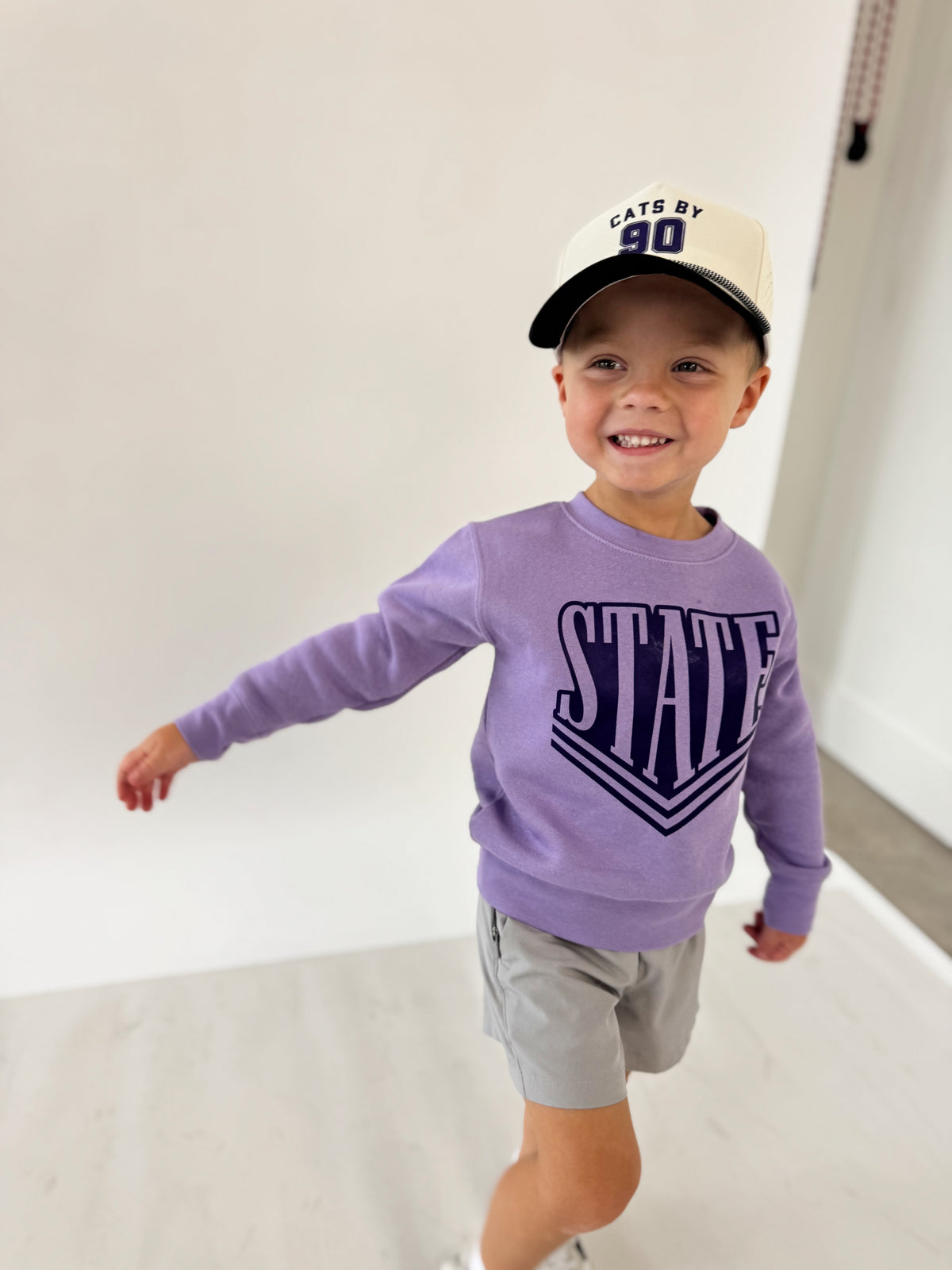 LAVENDER VARSITY STATE- INFANT FLEECE ONESIE + TODDLER/YOUTH CREWNECK