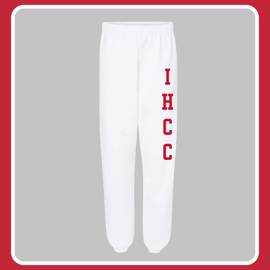 WHITE IHCC SWEATPANTS- YOUTH + ADULT