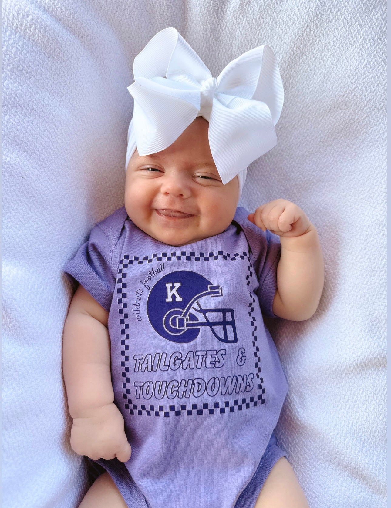 TAILGATES AND TOUCHDOWNS LAVENDER ONESIE/TEE