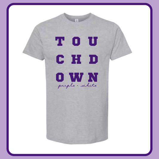 TOUCHDOWN PURPLE + WHITE— ADULT TEE