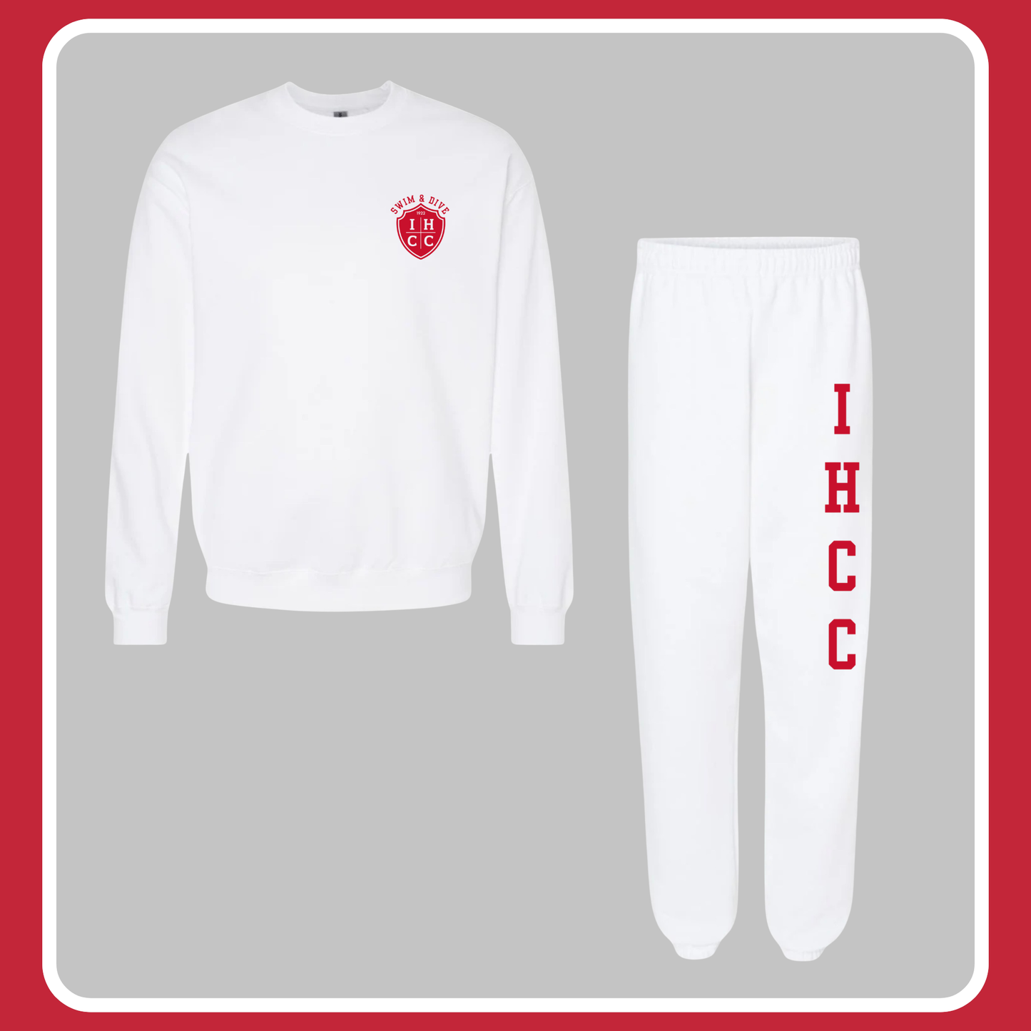 WHITE IHCC SWEATPANTS- YOUTH + ADULT