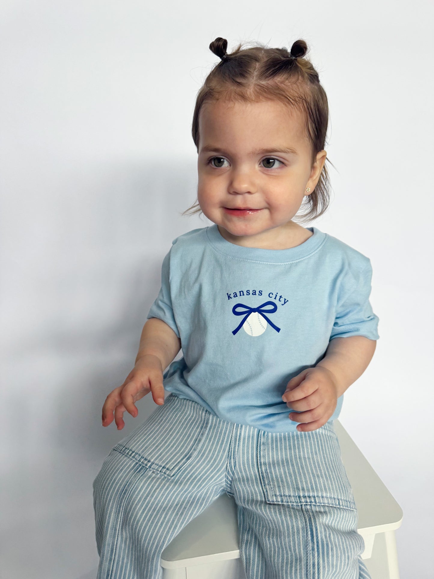 KC BASEBALL BOW- INFANT ONESIE + TODDLER/YOUTH TEE