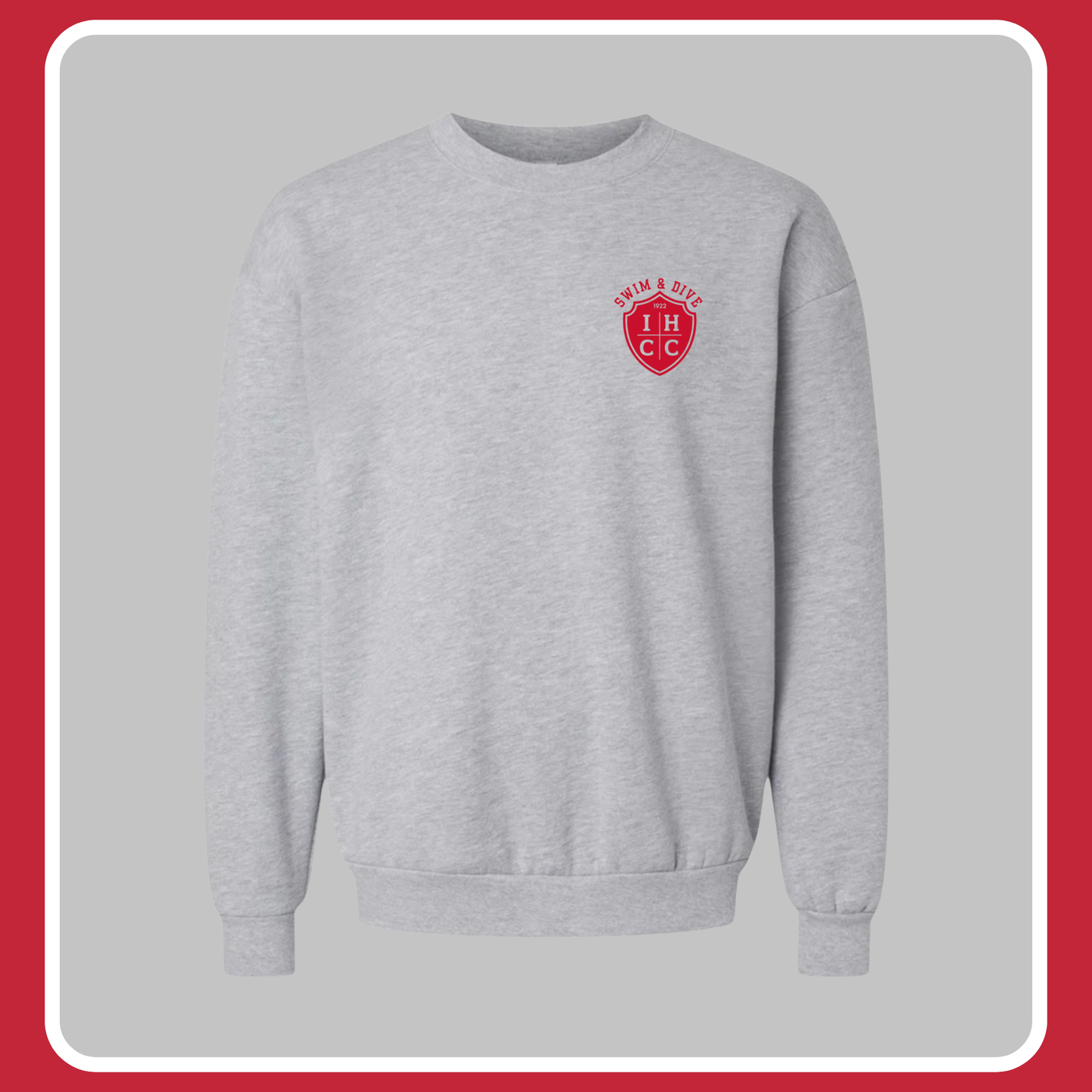 GRAY IHCC SWIM & DIVE SHIELD CREWNECK (LEFT CHEST)- YOUTH + ADULT