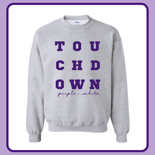 TOUCHDOWN PURPLE + WHITE— ADULT CREWNECK