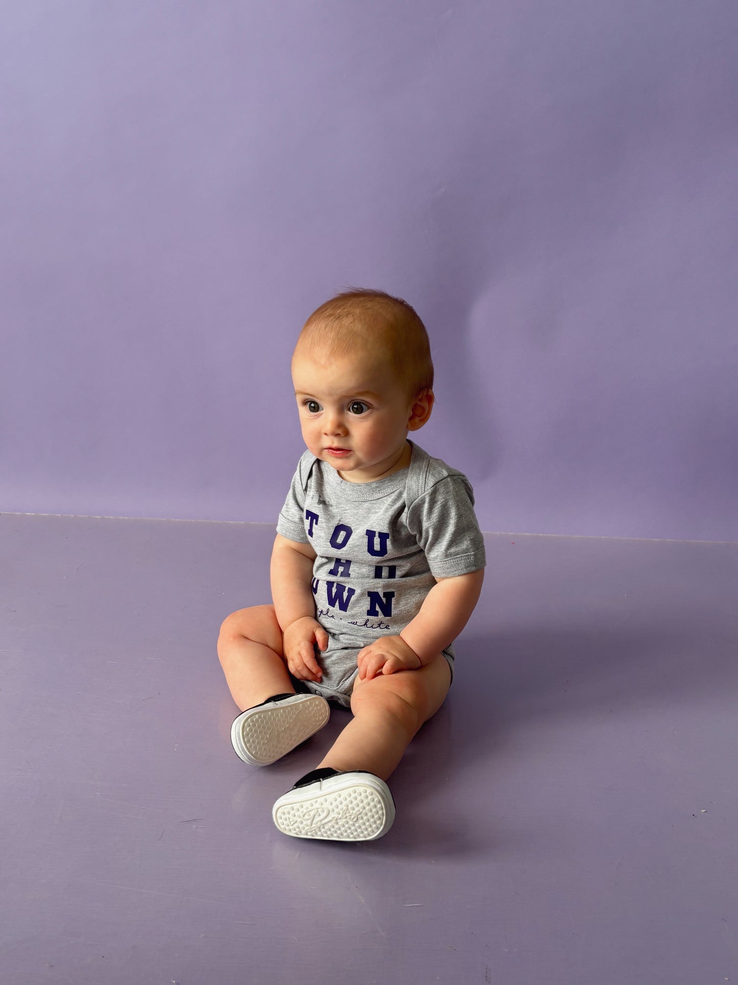 TOUCHDOWN PURPLE + WHITE— INFANT ONESIE + TODDLER/YOUTH TEE