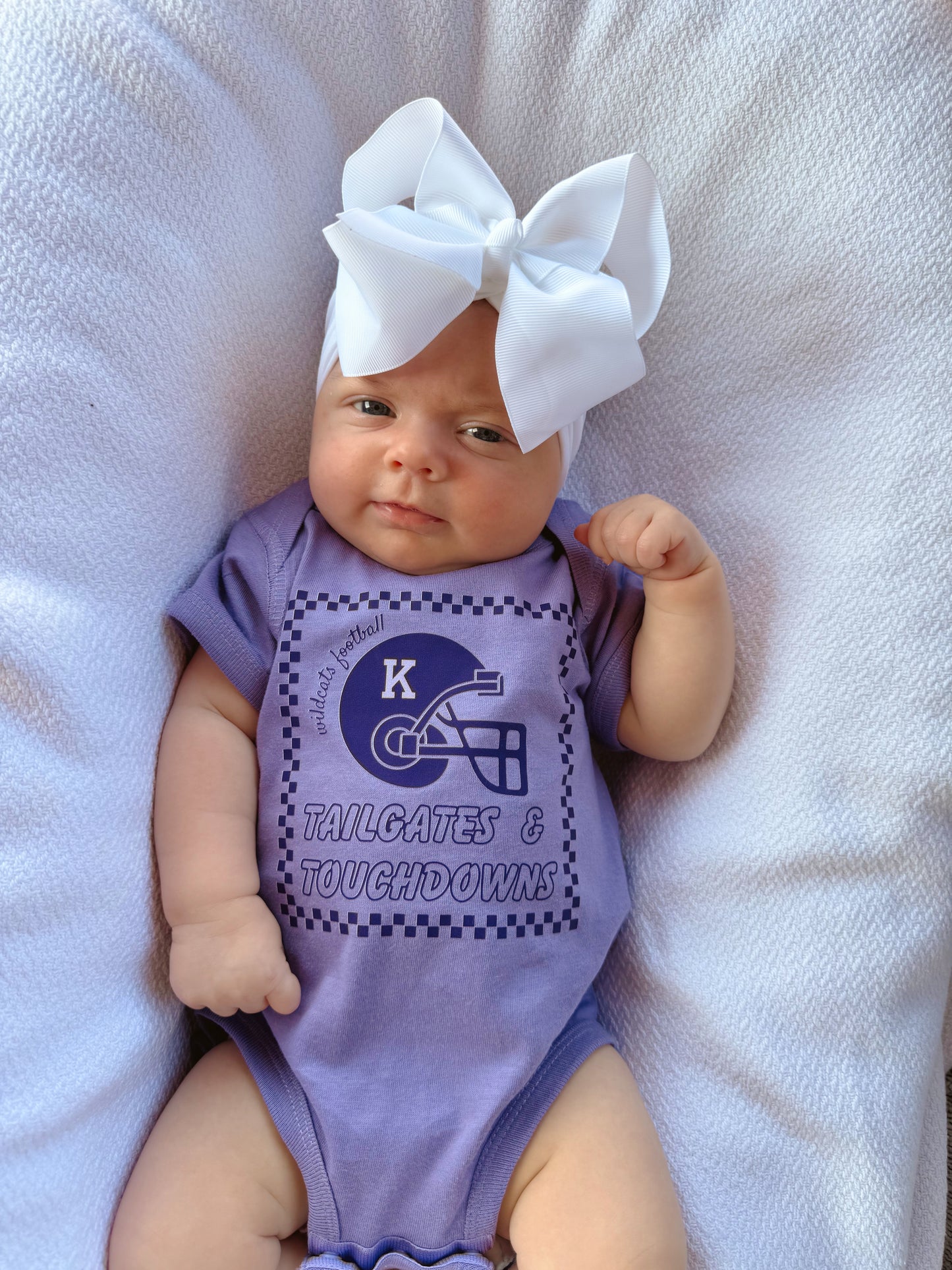 TAILGATES AND TOUCHDOWNS LAVENDER ONESIE/TEE