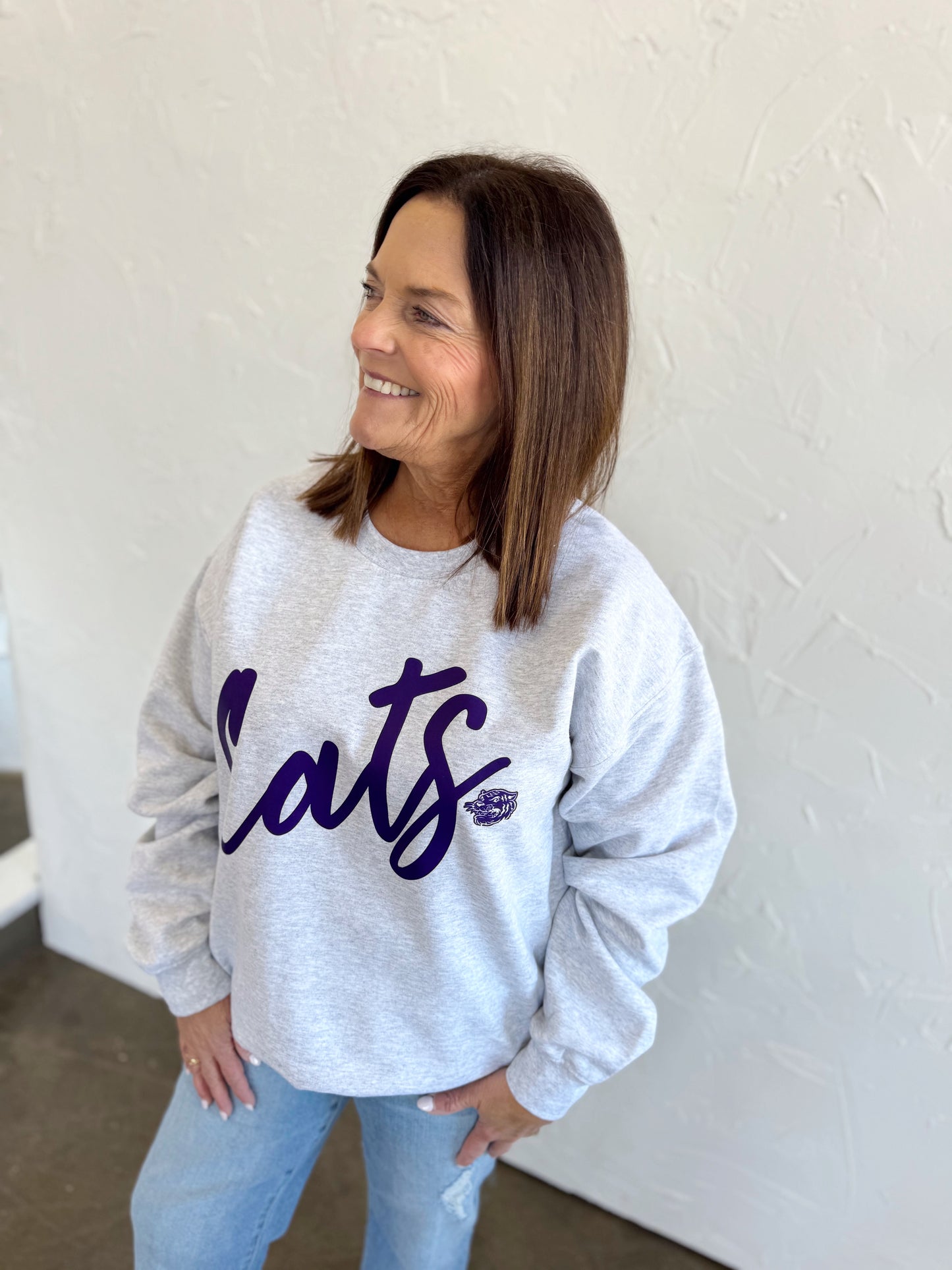 ASH CURSIVE CATS- ADULT CREWNECK