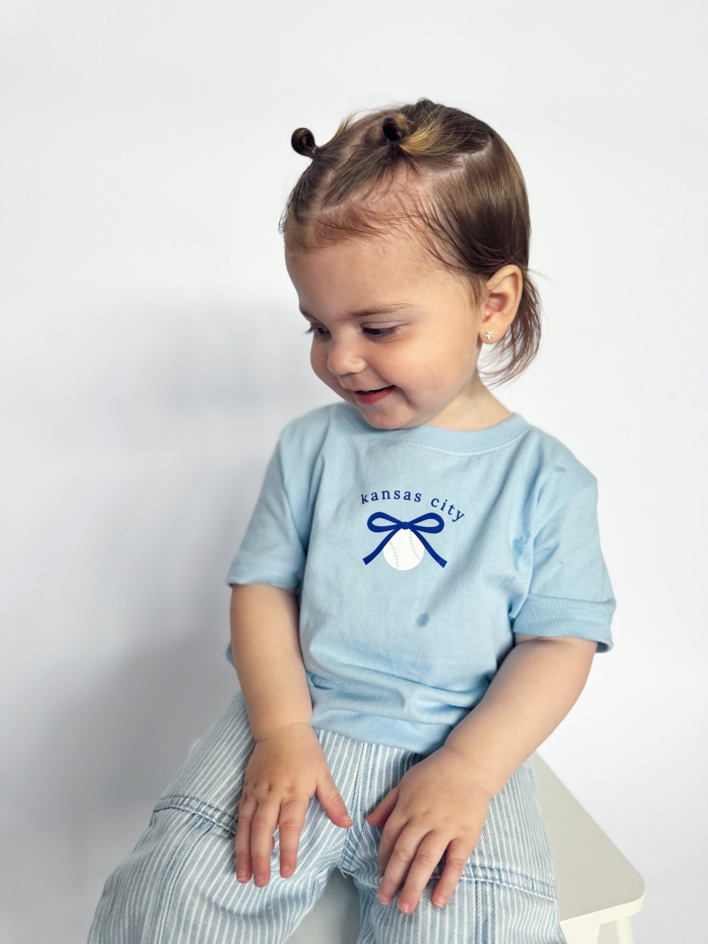 KC BASEBALL BOW- INFANT ONESIE + TODDLER/YOUTH TEE
