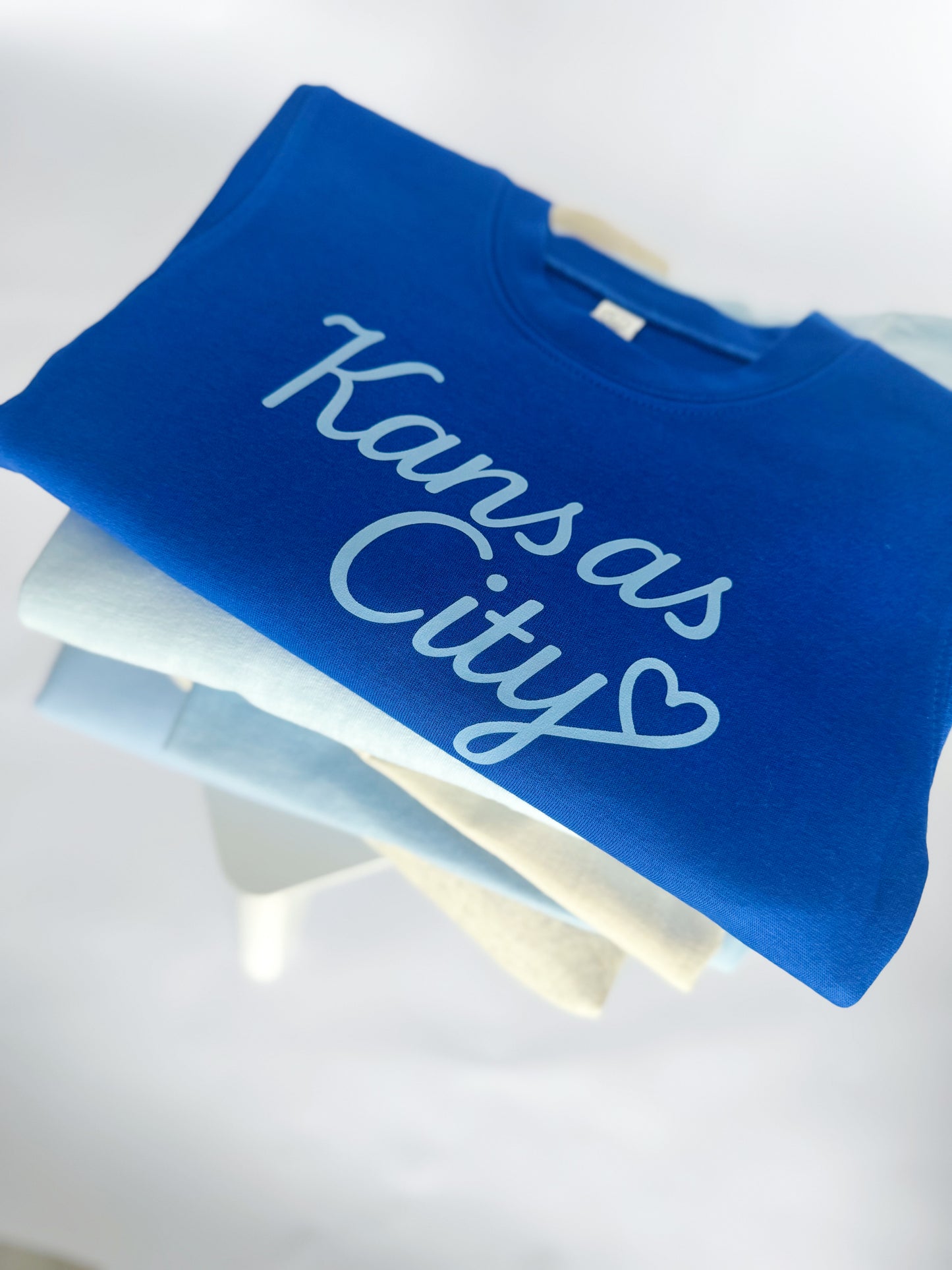 BLUE KANSAS CITY HEART- TODDLER+ YOUTH CREWNECK