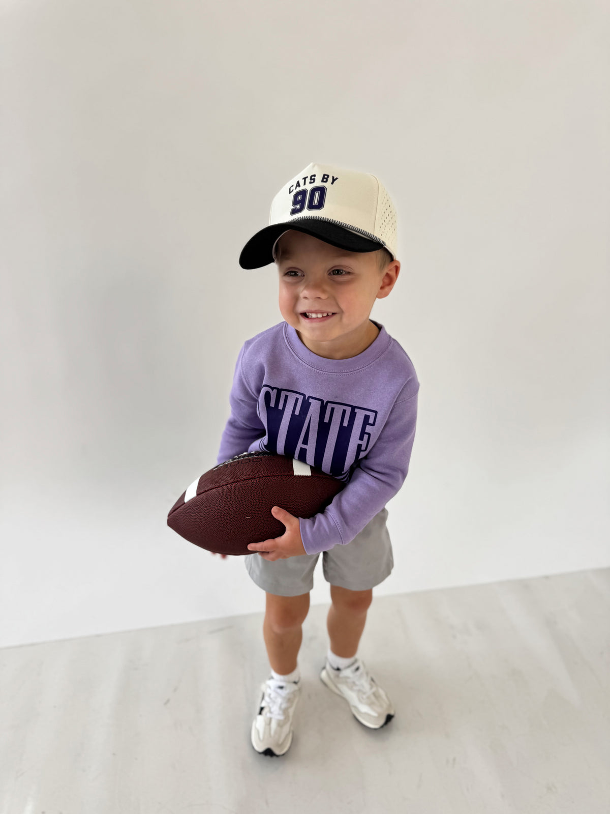 LAVENDER VARSITY STATE- INFANT FLEECE ONESIE + TODDLER/YOUTH CREWNECK