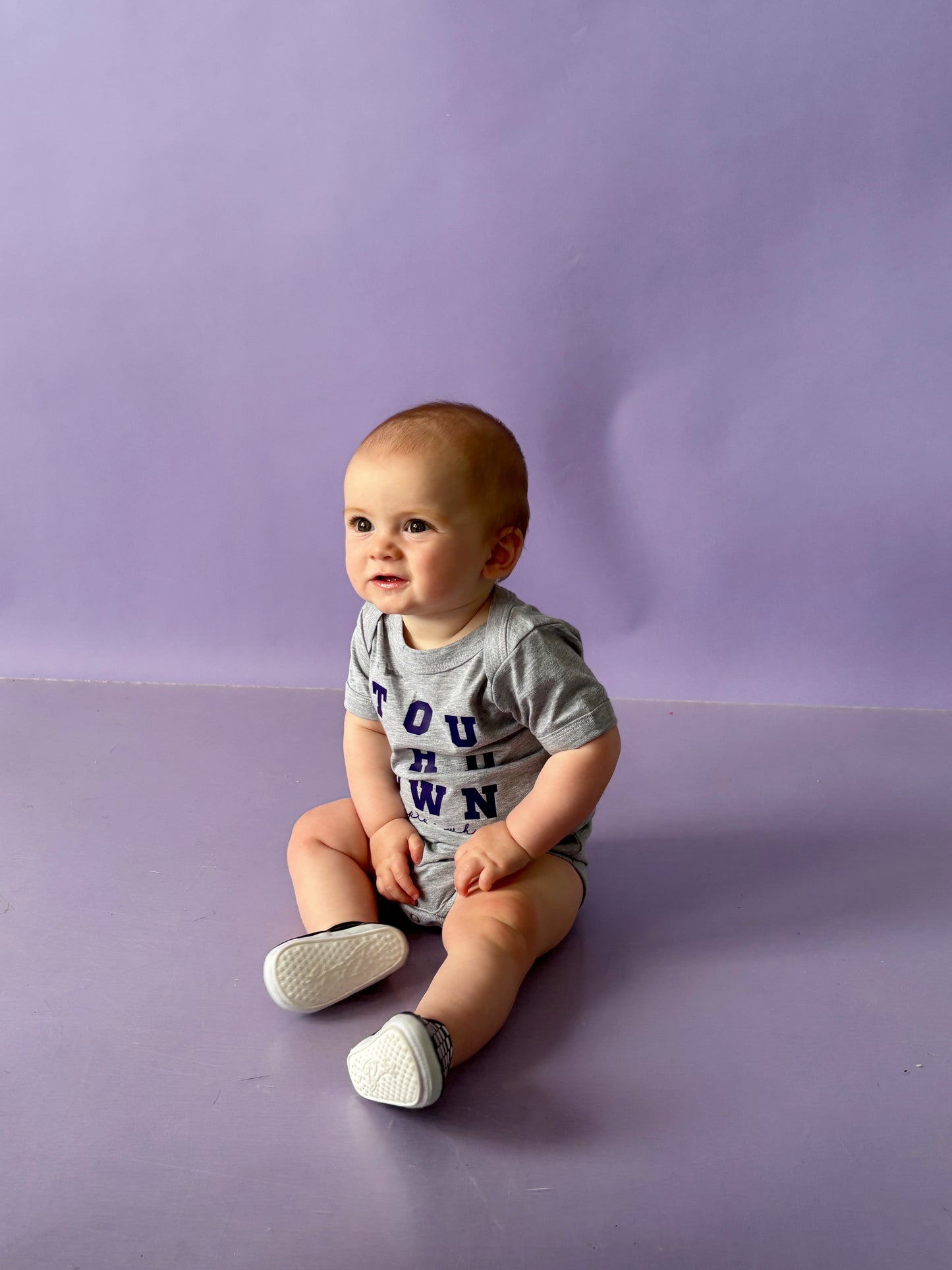 TOUCHDOWN PURPLE + WHITE— INFANT ONESIE + TODDLER/YOUTH TEE