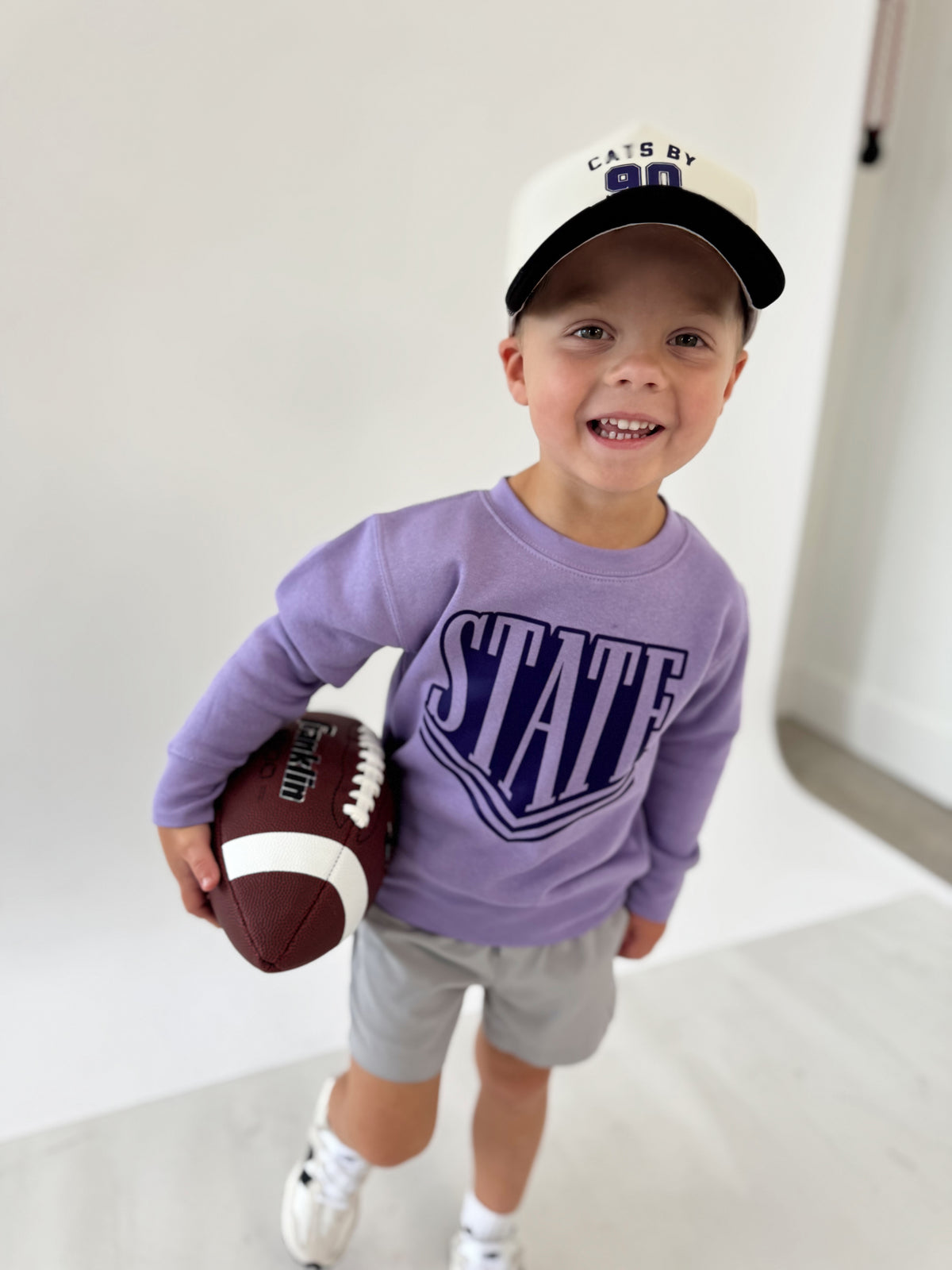 LAVENDER VARSITY STATE- INFANT FLEECE ONESIE + TODDLER/YOUTH CREWNECK
