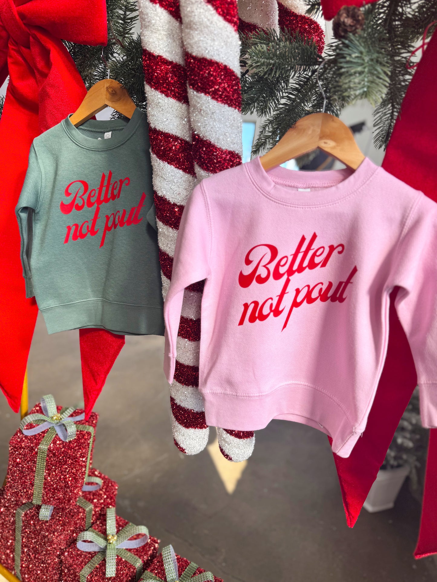 BETTER NOT POUT (PINK)— TODDLER/YOUTH CREWNECK