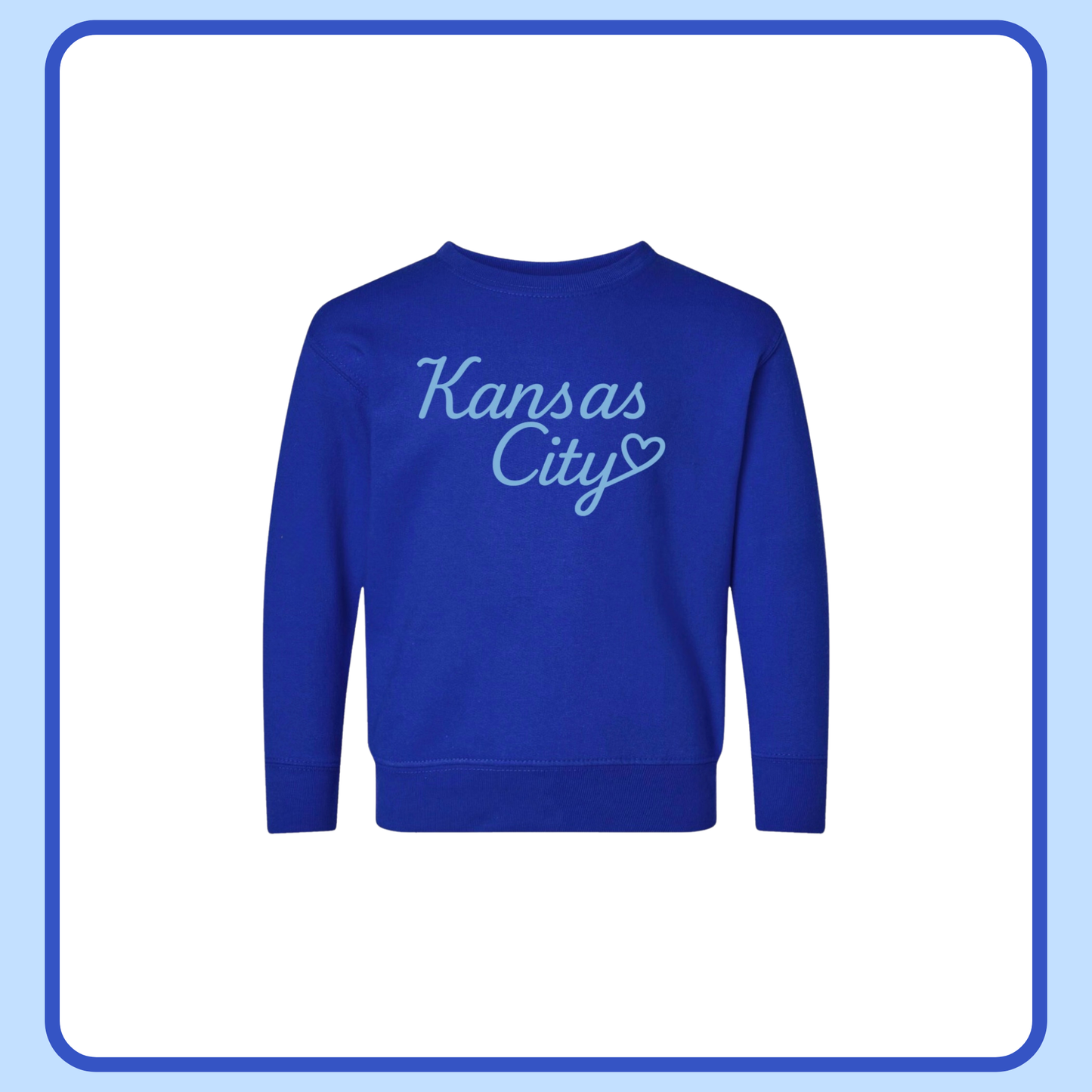 BLUE KANSAS CITY HEART- TODDLER+ YOUTH CREWNECK