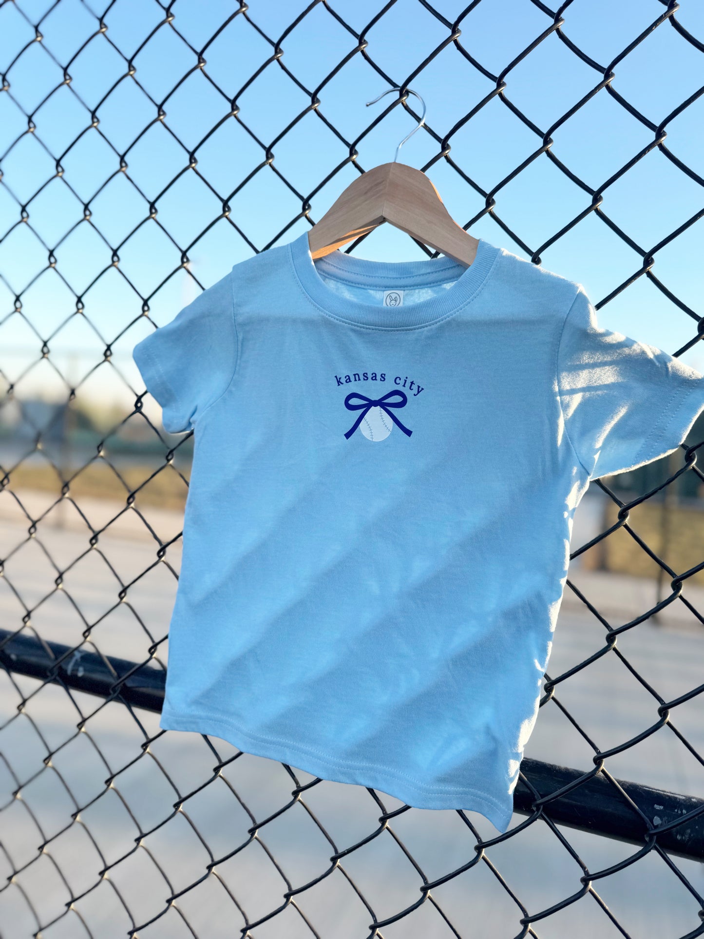 KC BASEBALL BOW- INFANT ONESIE + TODDLER/YOUTH TEE