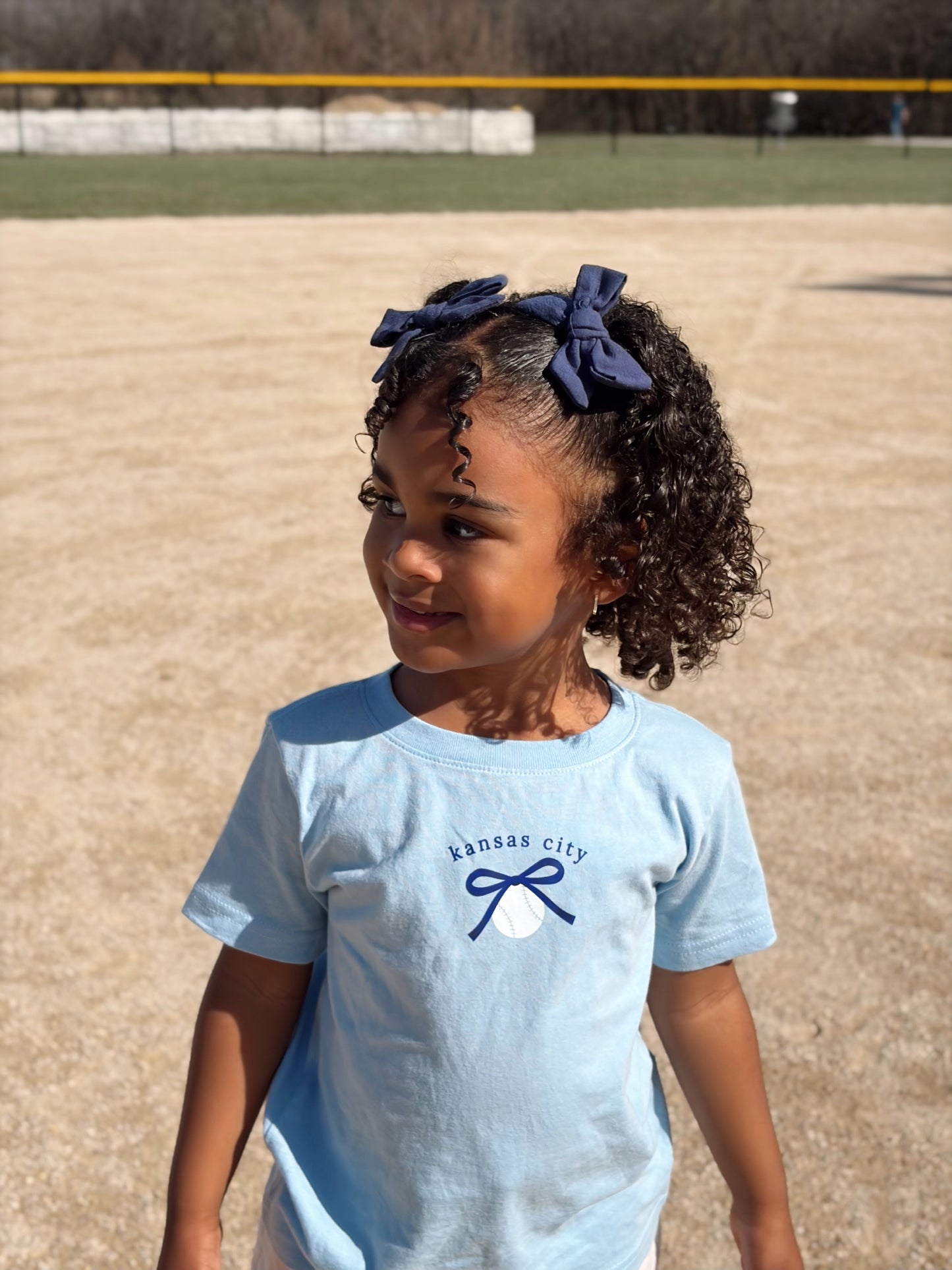 KC BASEBALL BOW- INFANT ONESIE + TODDLER/YOUTH TEE