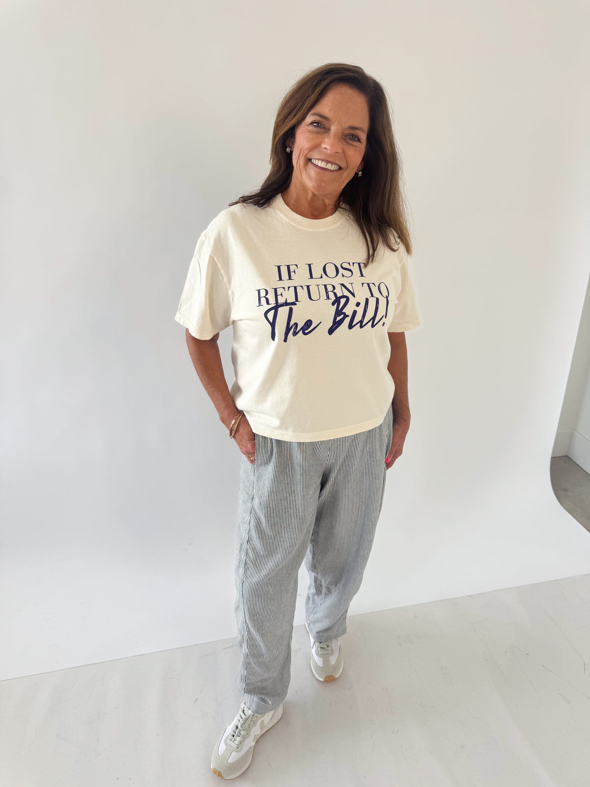 IF LOST RETURN TO THE BILL- ADULT BOXY CROP TEE