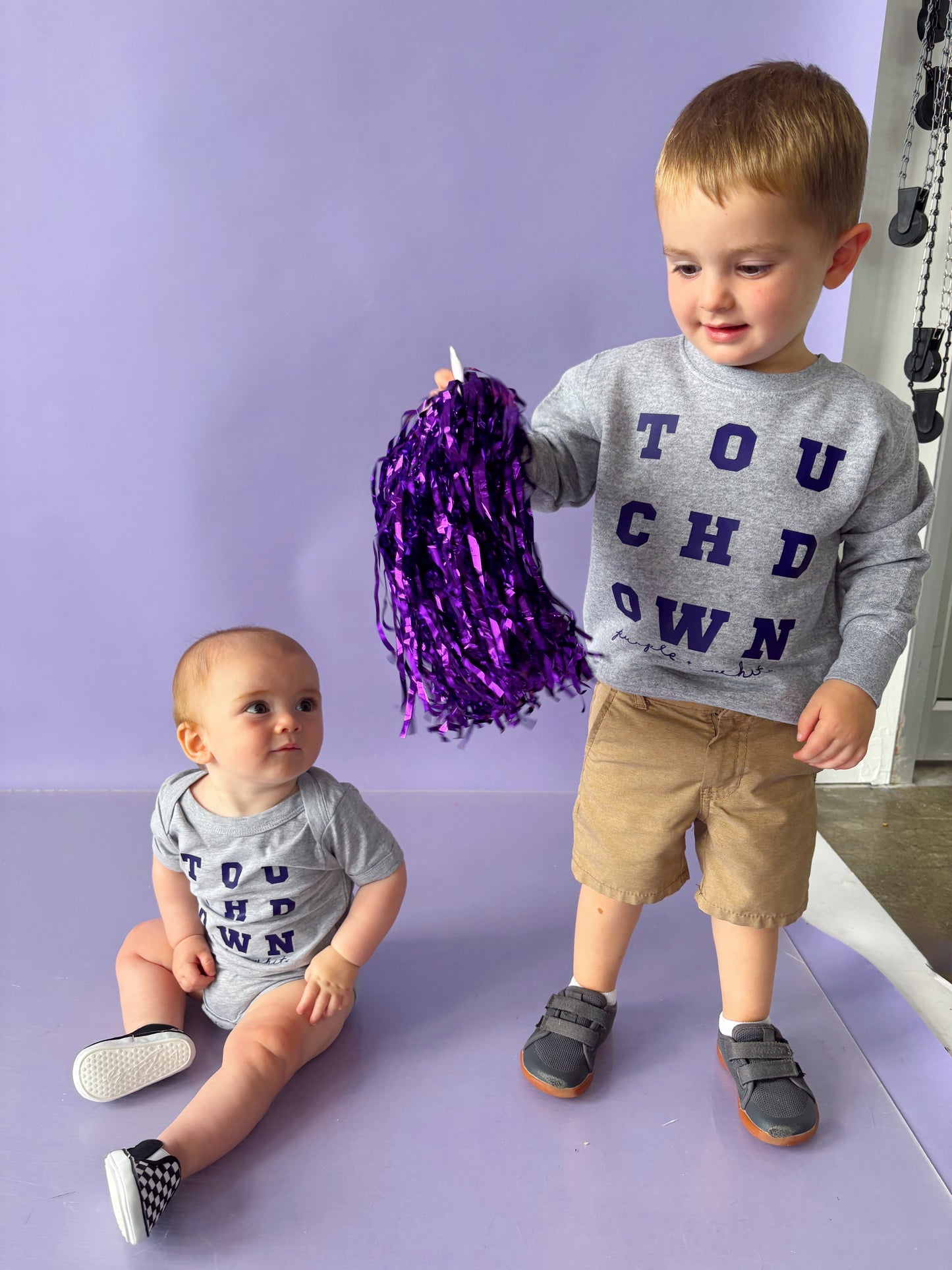 TOUCHDOWN PURPLE + WHITE— INFANT ONESIE + TODDLER/YOUTH TEE