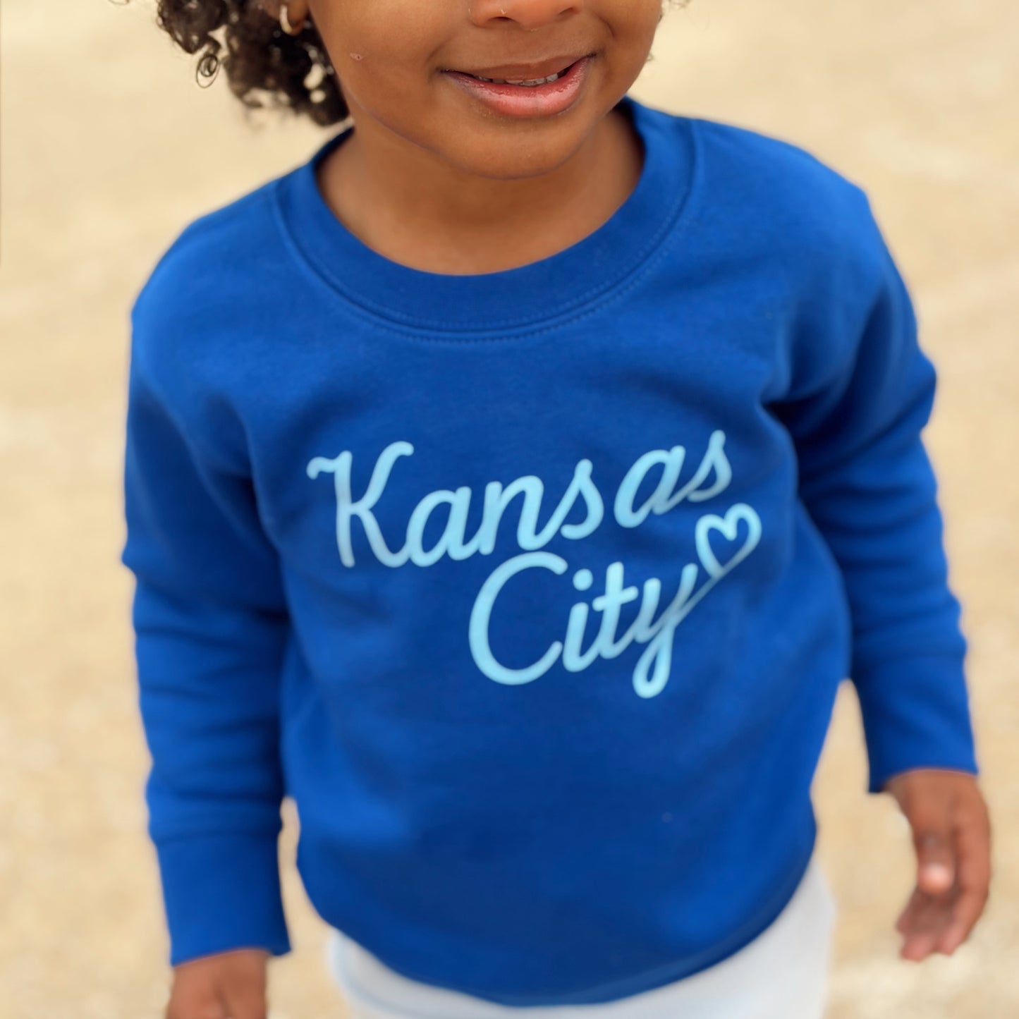 BLUE KANSAS CITY HEART- TODDLER+ YOUTH CREWNECK